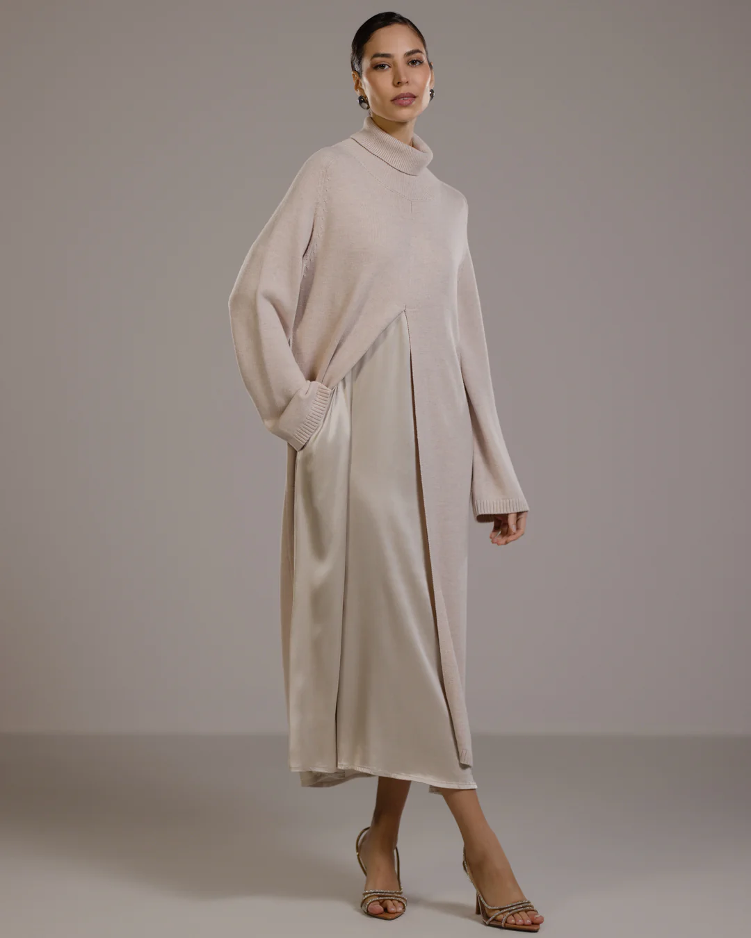 Dahlia Satin Dress | Light Beige - Image 4