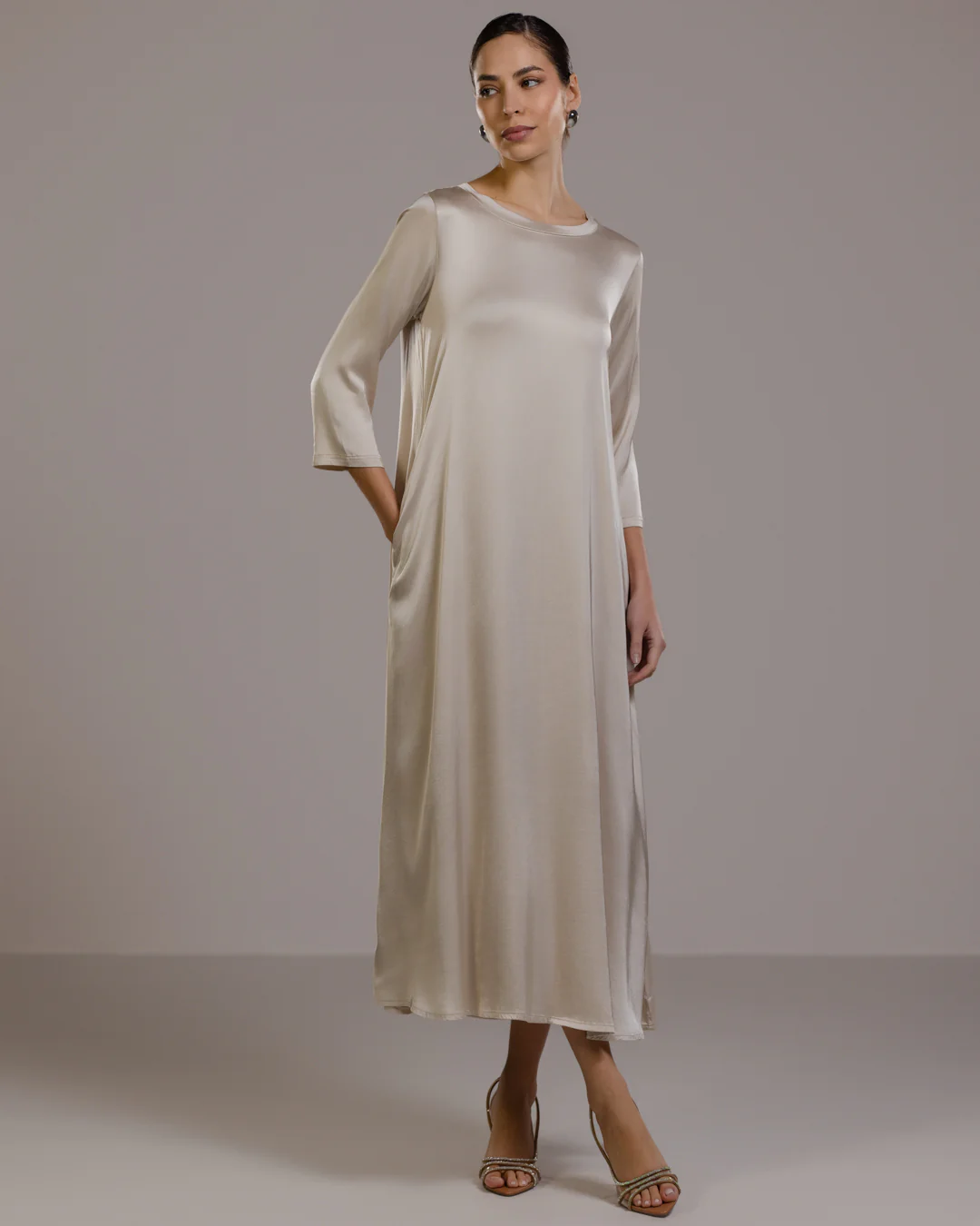 Dahlia Satin Dress | Light Beige - Image 5