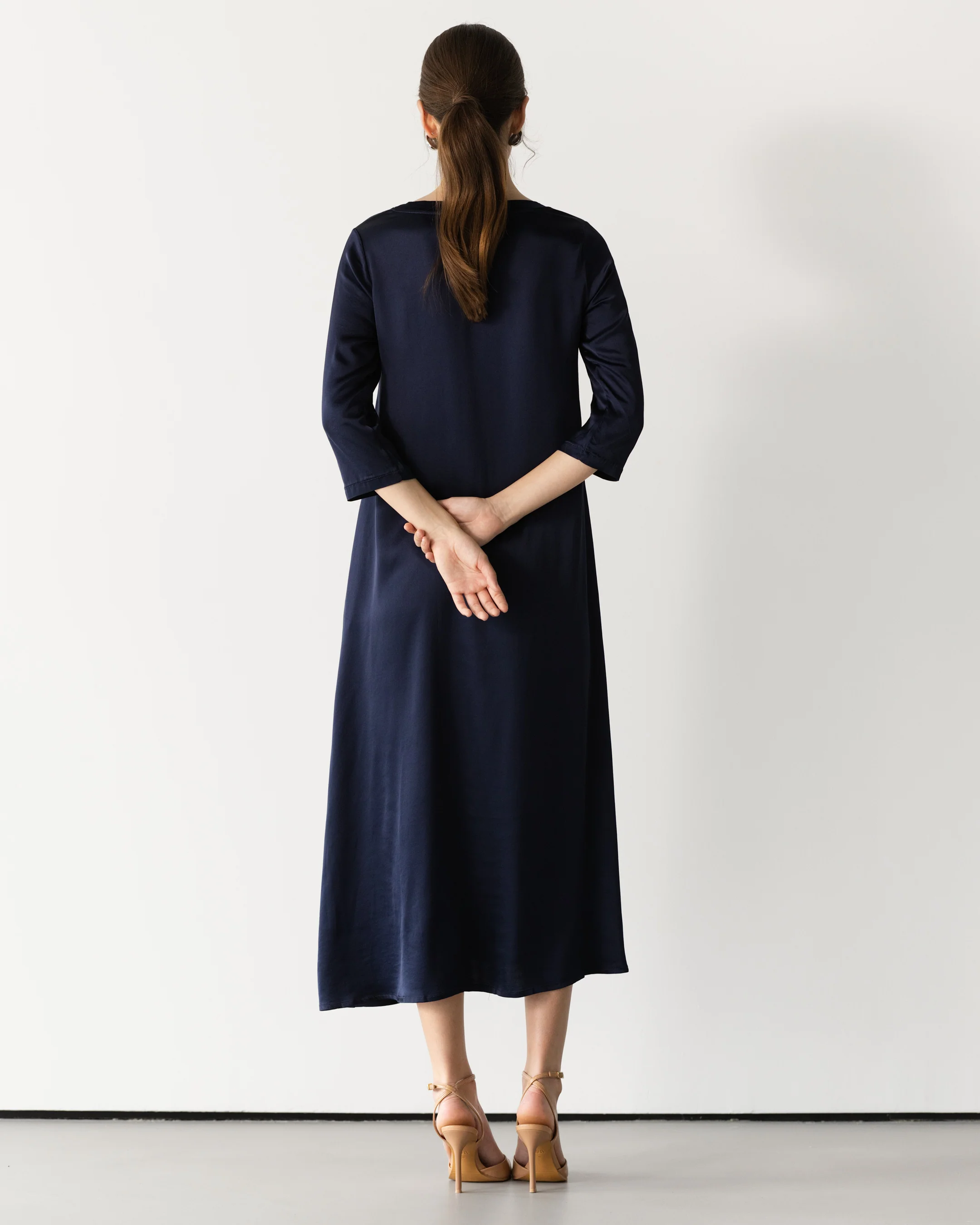 Dahlia Satin Dress | Navy - Image 2