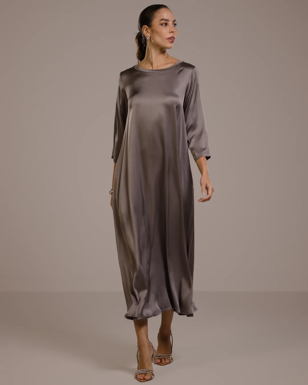 Dahlia Satin Dress | Mink - Image 3