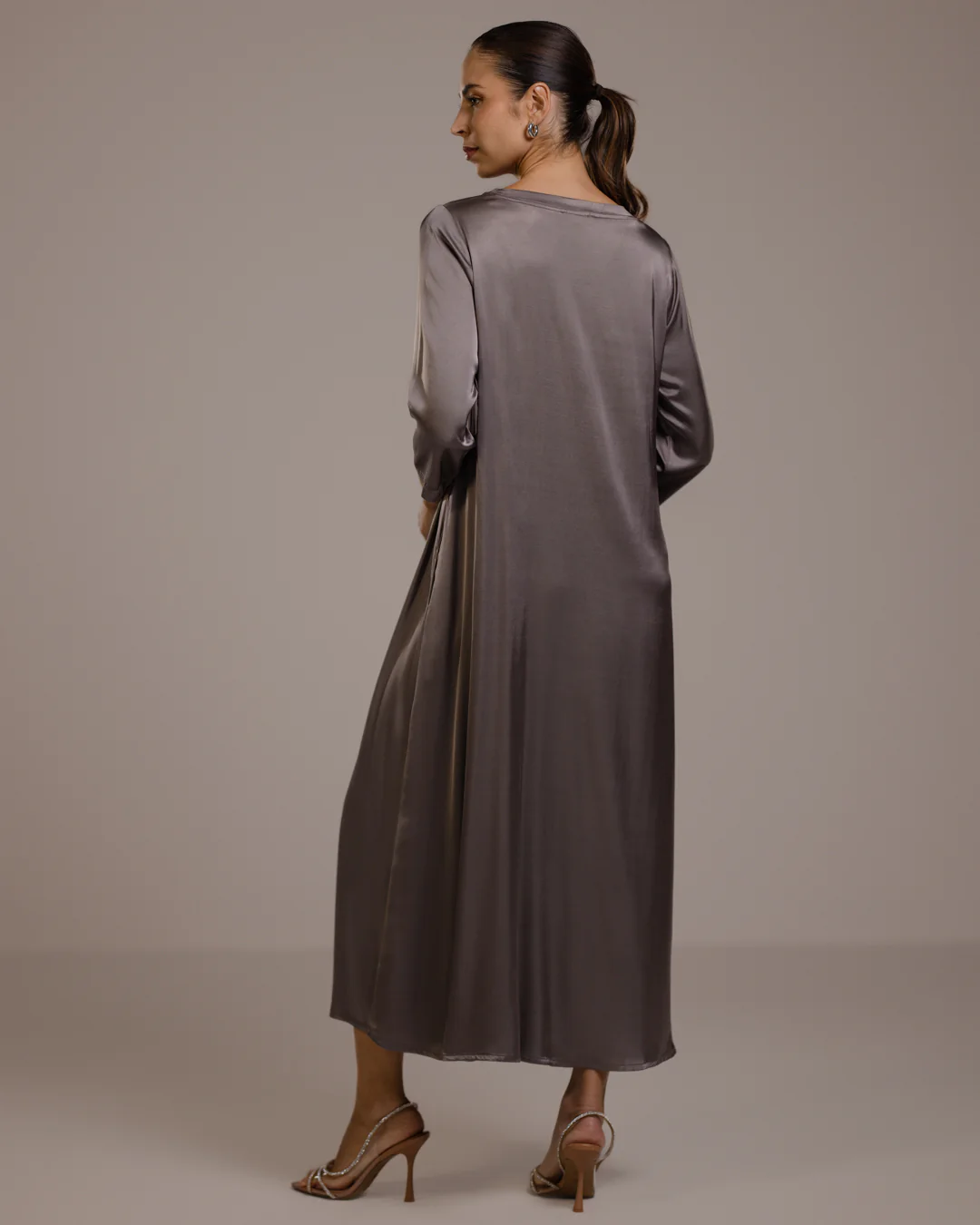 Dahlia Satin Dress | Mink - Image 4