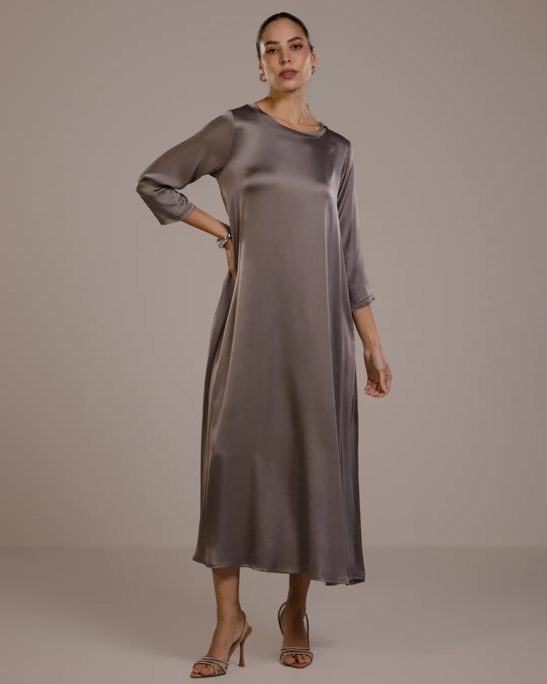 Dahlia Satin Dress | Mink - Image 6