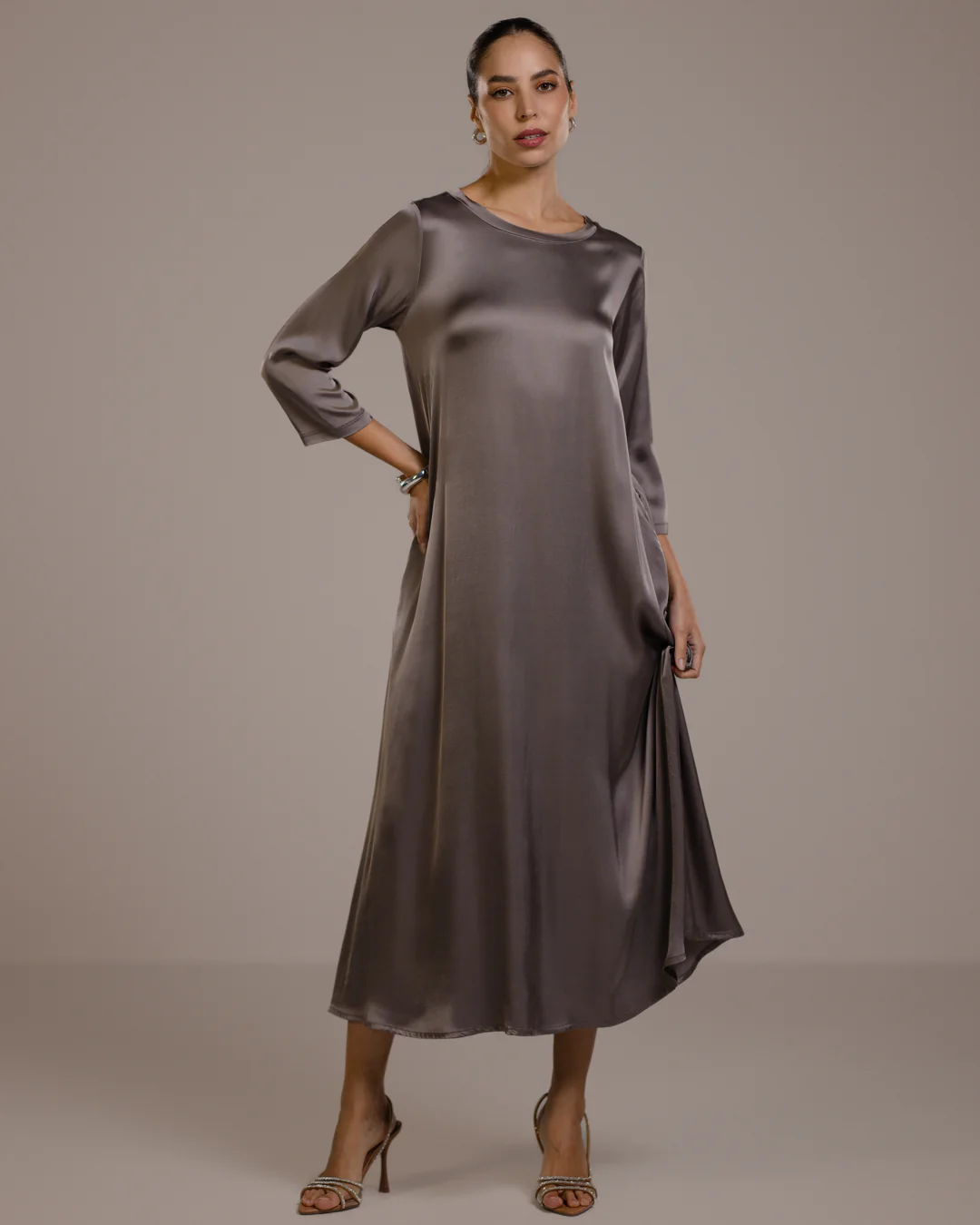Dahlia Satin Dress | Mink - Image 7