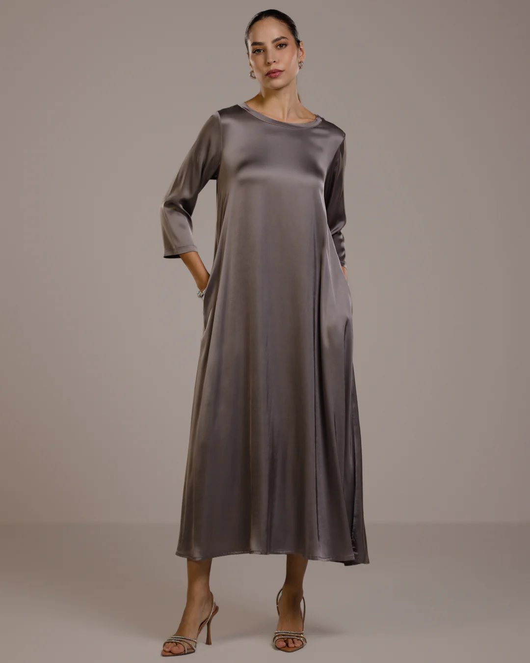 Dahlia Satin Dress | Mink - Image 9