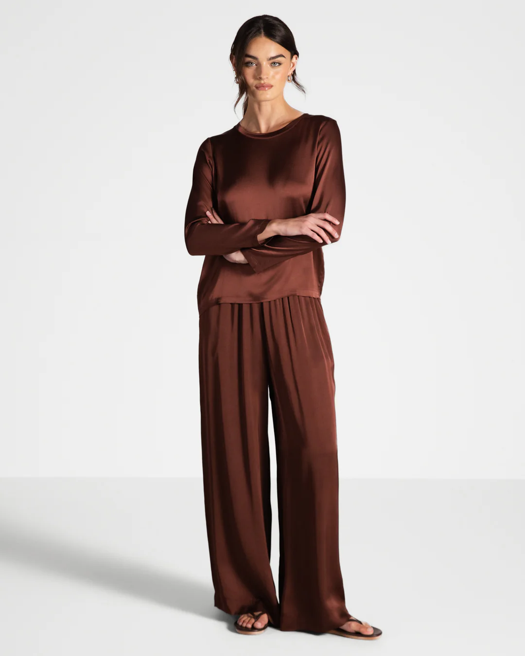 Daisy Elastic Waist Satin Pants | Auburn - Image 5