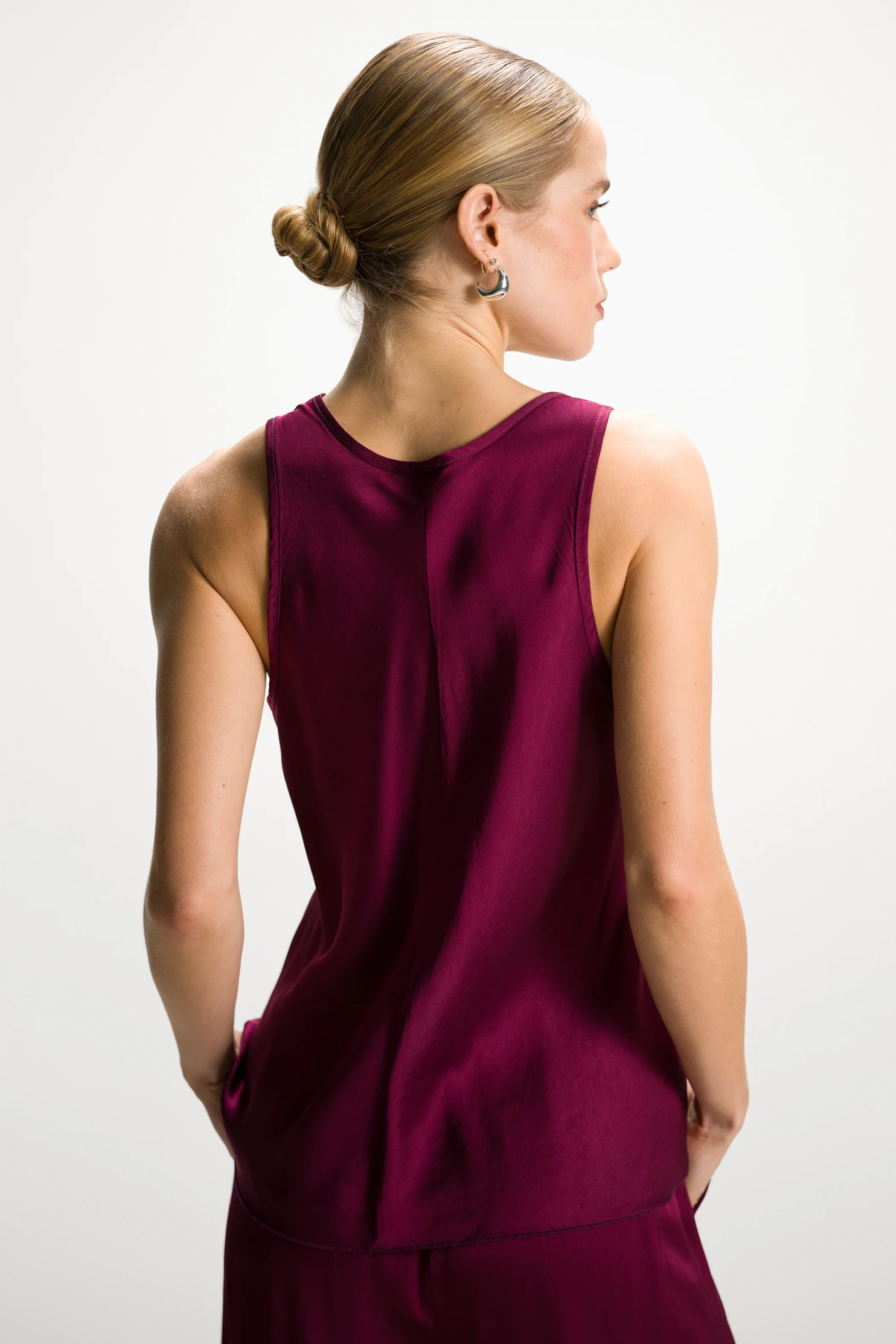 Demi Satin Vest Top | Burgundy - Image 2