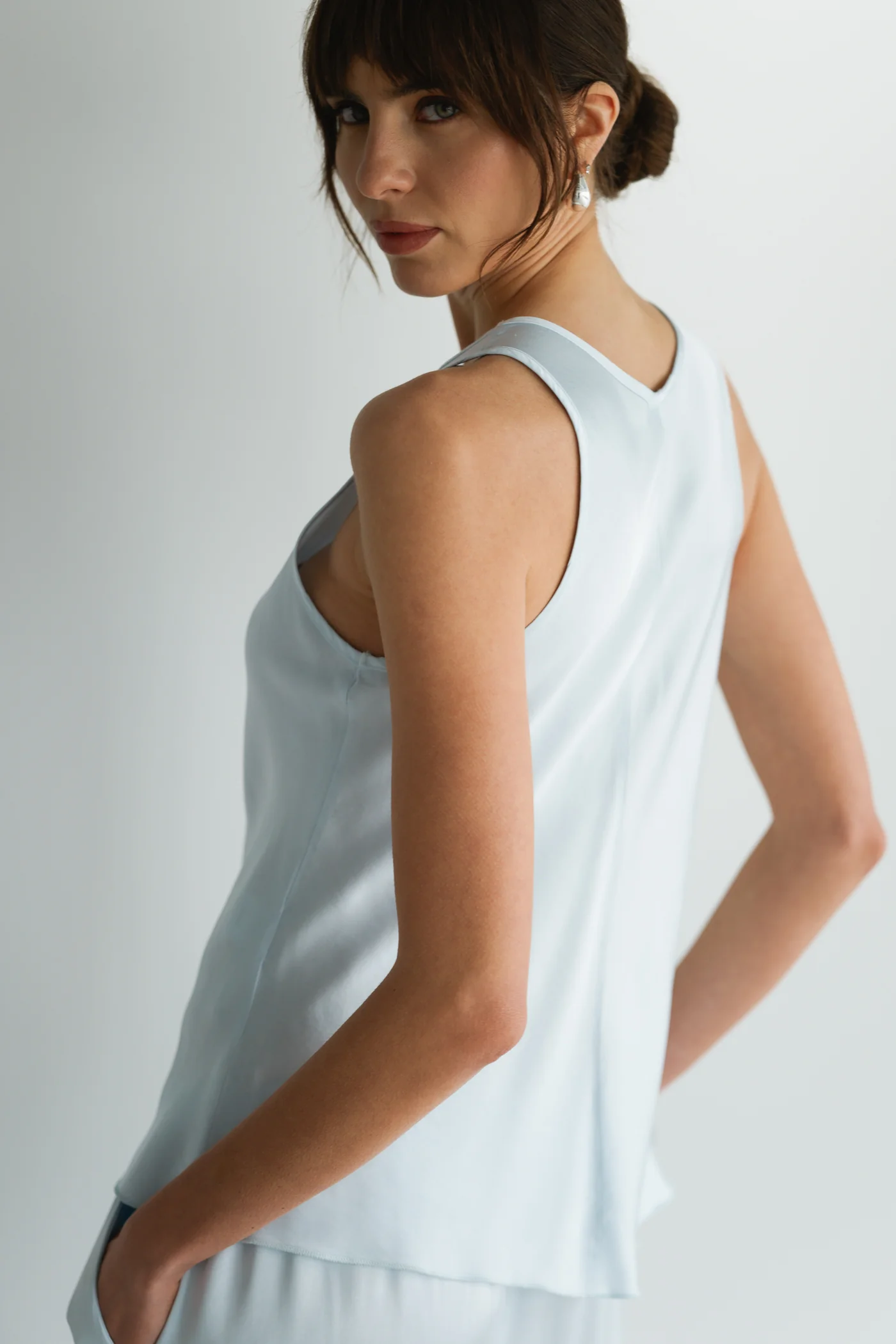 Demi Satin Vest Top | Glacier - Image 2