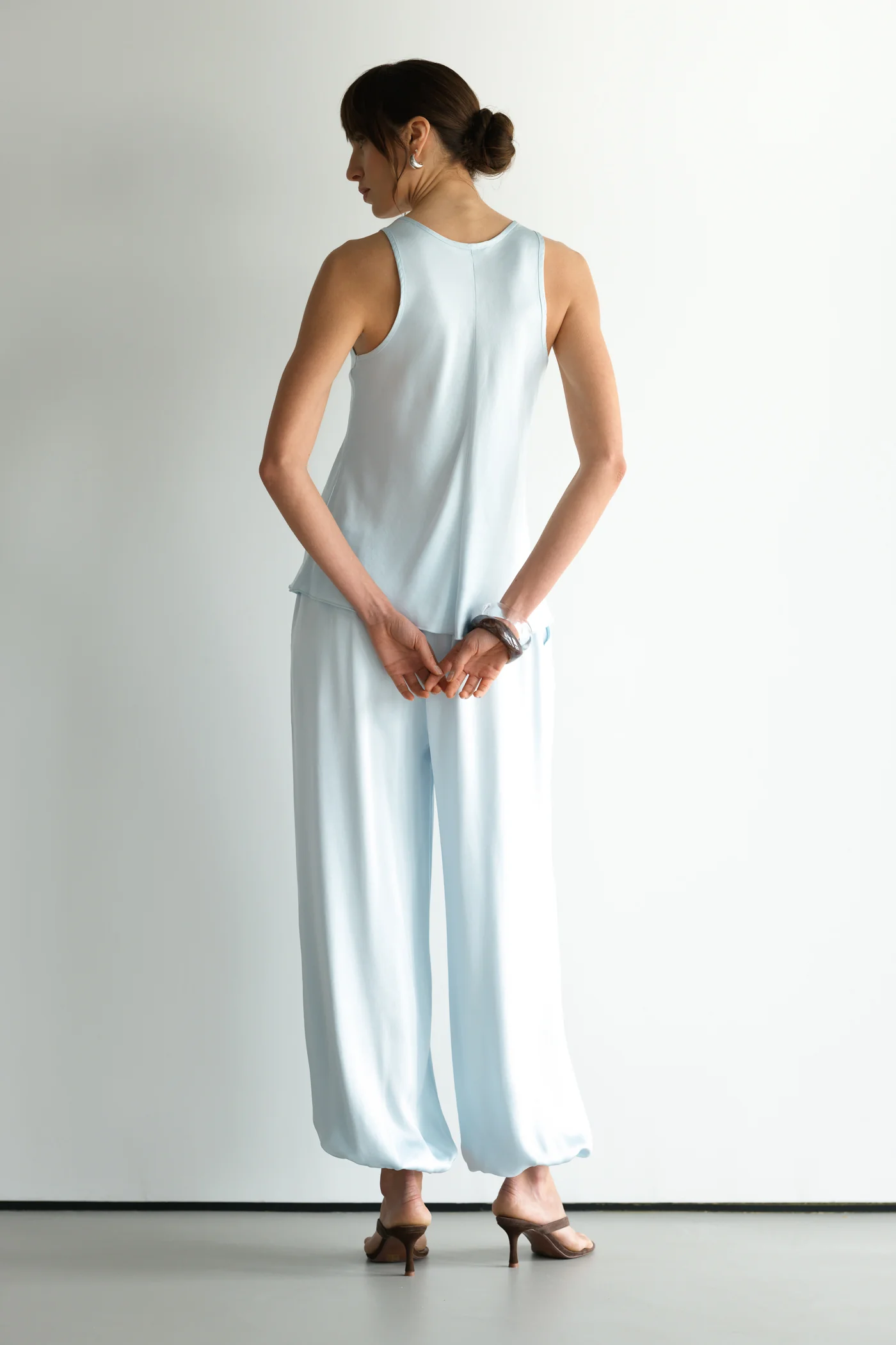 Belle Balloon Satin Trousers | Glacier - Image 5