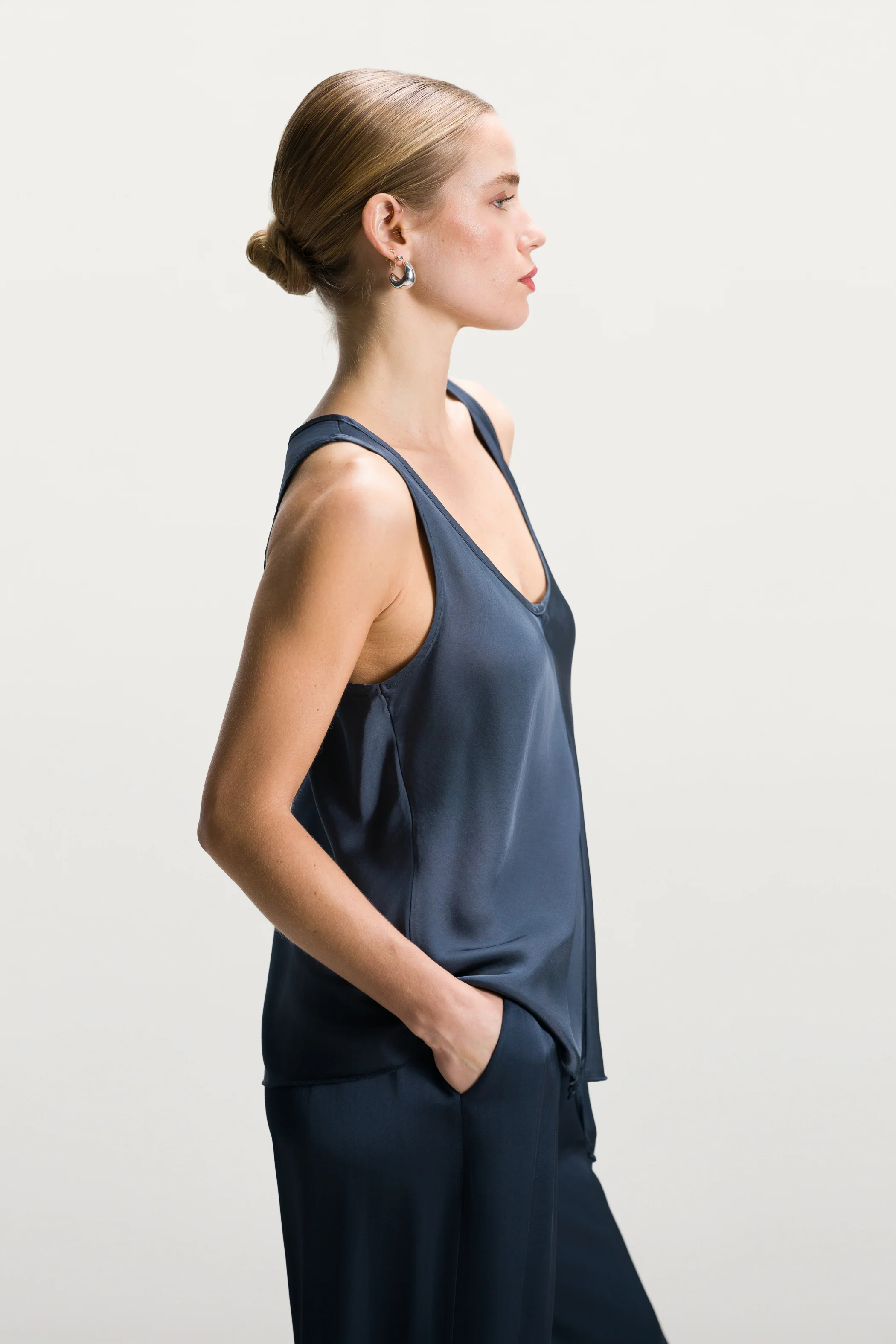 Demi Satin Vest Top | Ink - Image 3