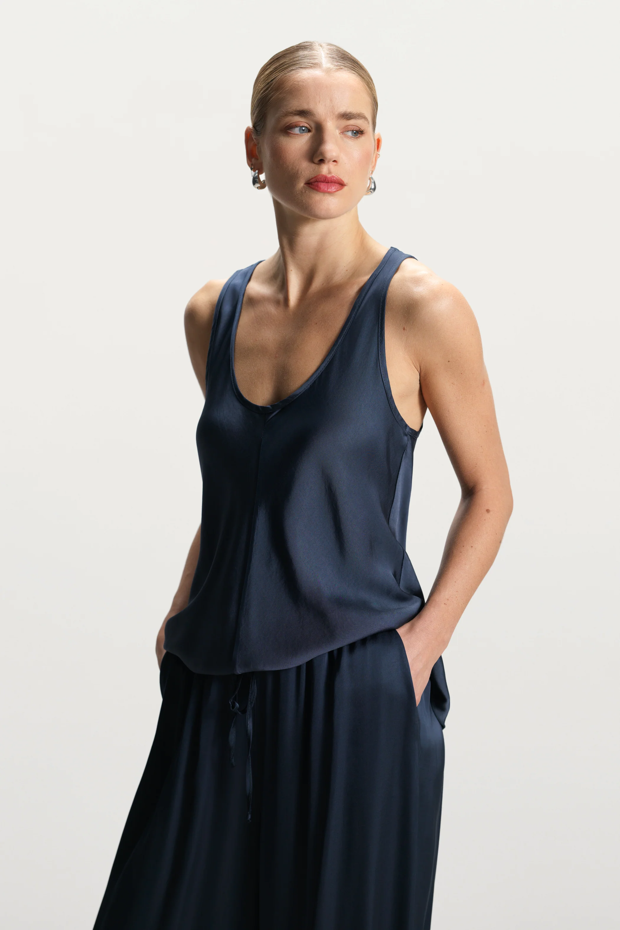 Demi Satin Vest Top | Ink - Image 5