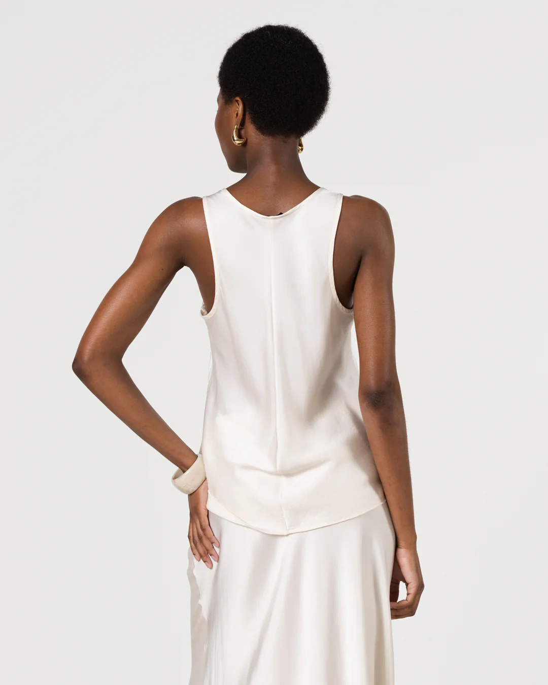 Demi Satin Vest Top | Ivory - Image 3