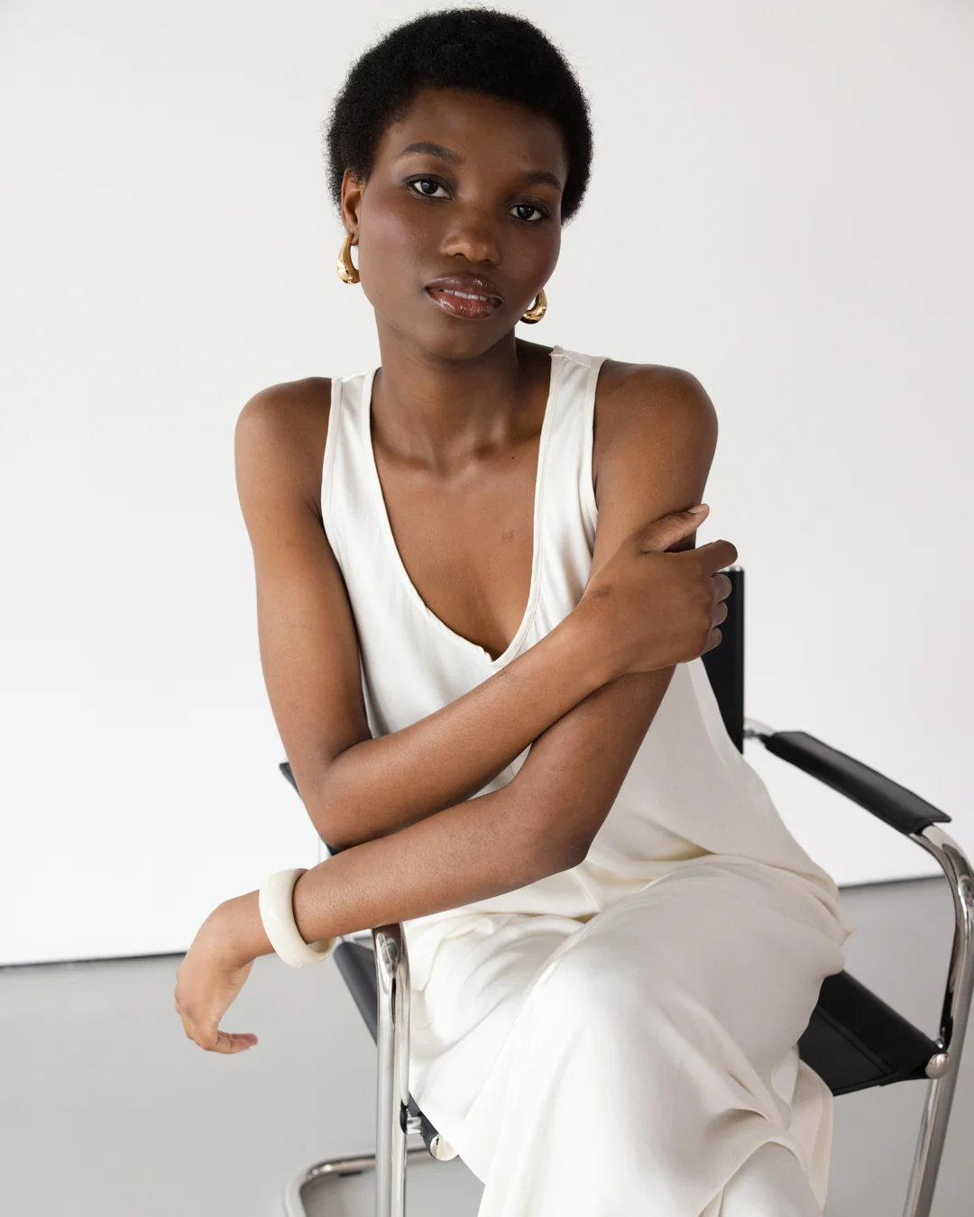 Demi Satin Vest Top | Ivory - Image 7