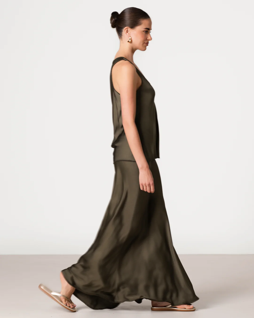 Demi Satin Vest Top | Khaki - Image 6