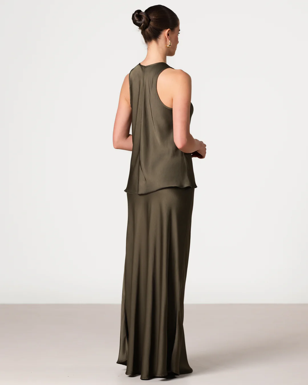 Demi Satin Vest Top | Khaki - Image 7