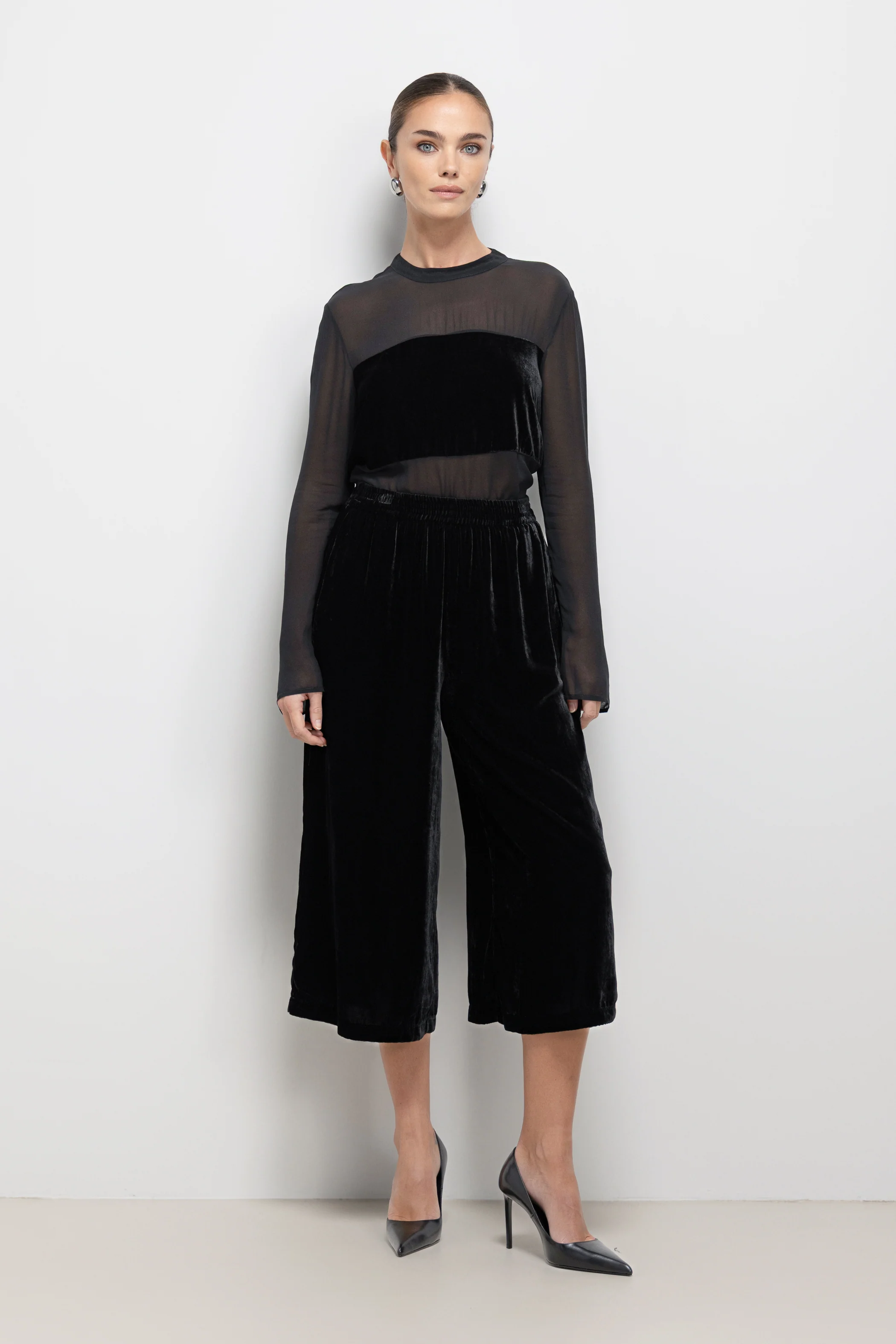 Dolores Sheer Velvet Top | Black - Image 5