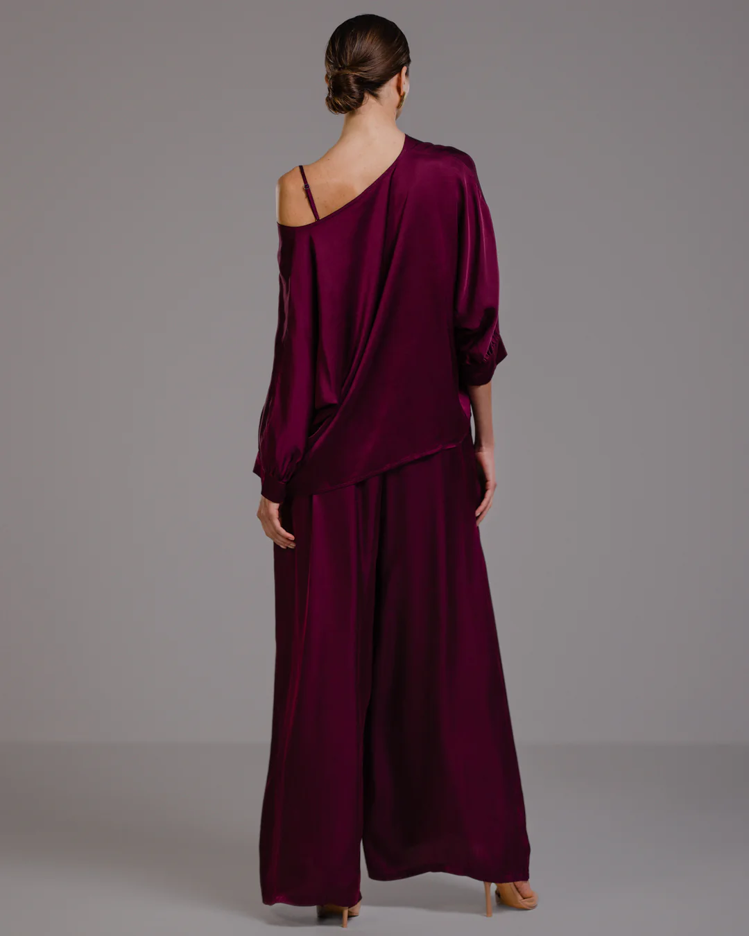 Eliza Satin Blouse | Burgundy - Image 4