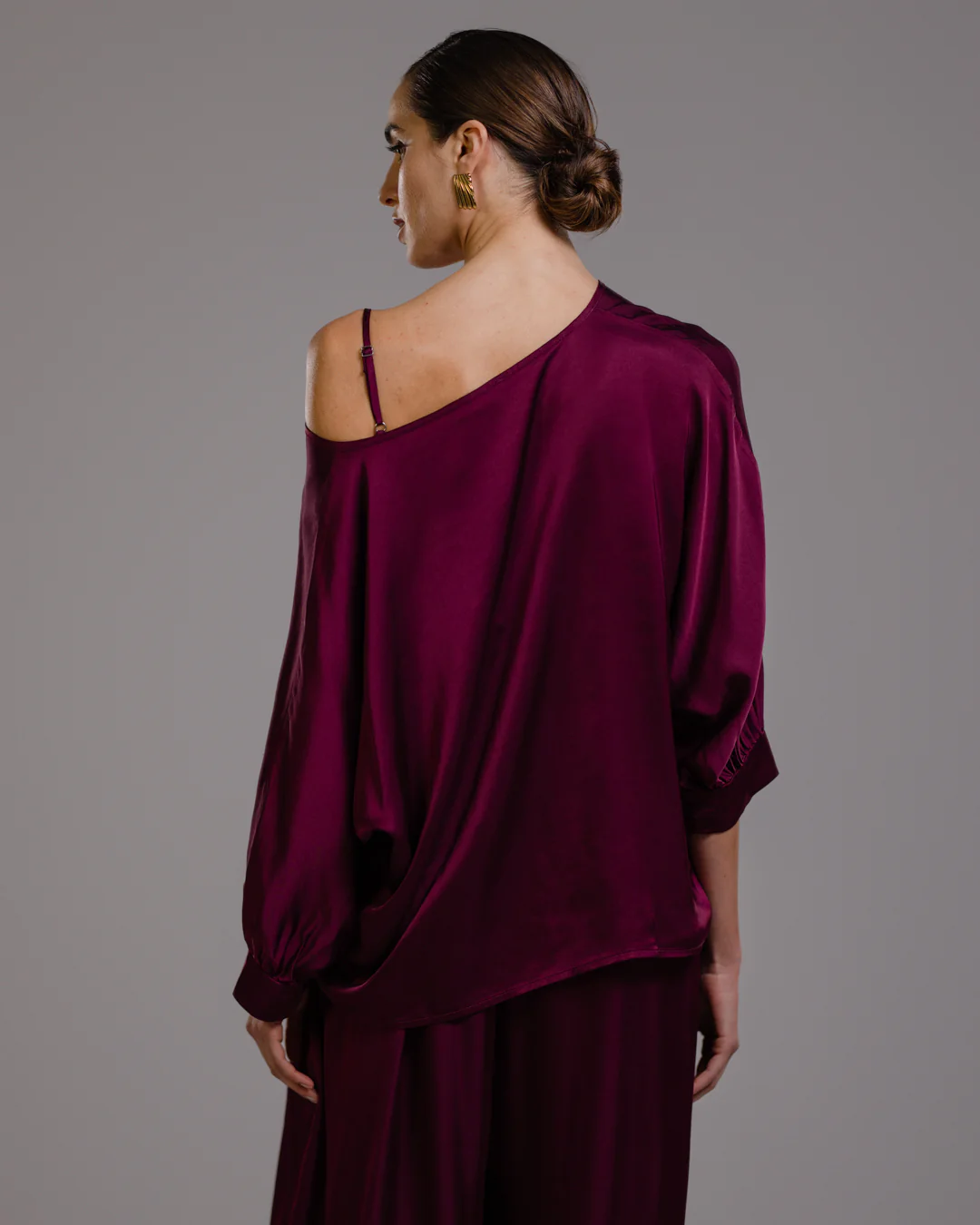 Eliza Satin Blouse | Burgundy - Image 6