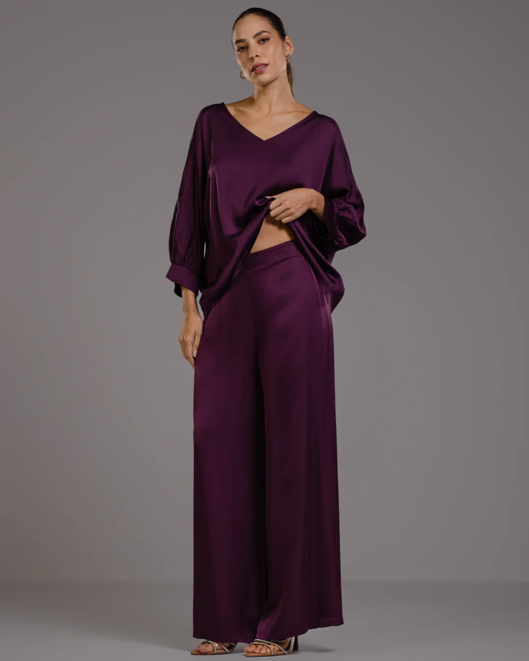Eliza Satin Blouse | Violet - Image 10