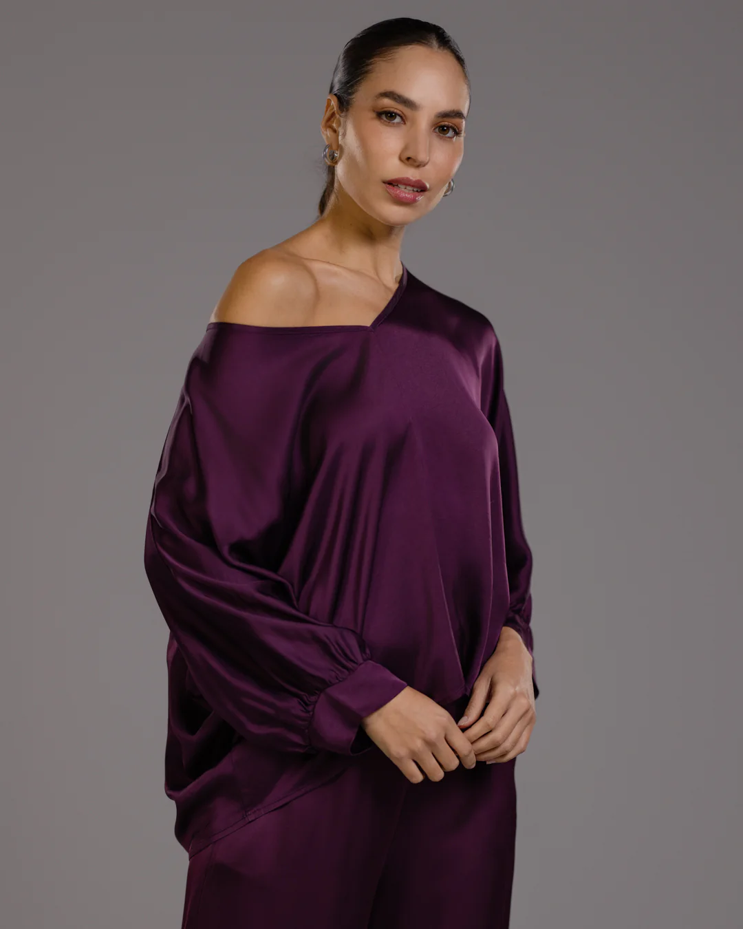 Eliza Satin Blouse | Violet - Image 2