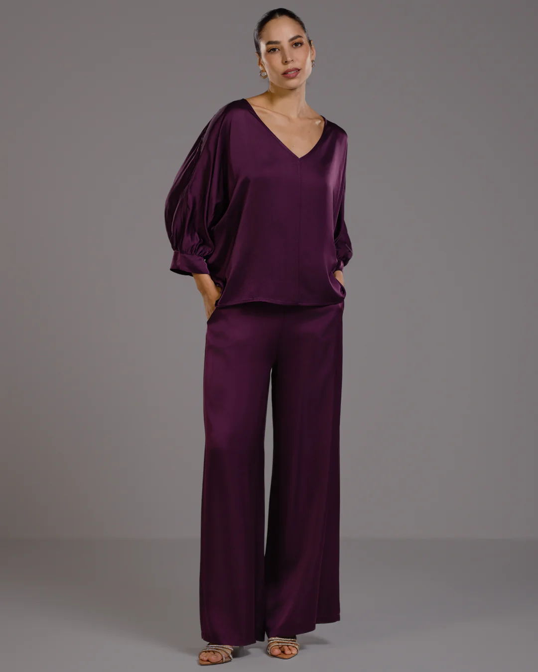 Eliza Satin Blouse | Violet - Image 3