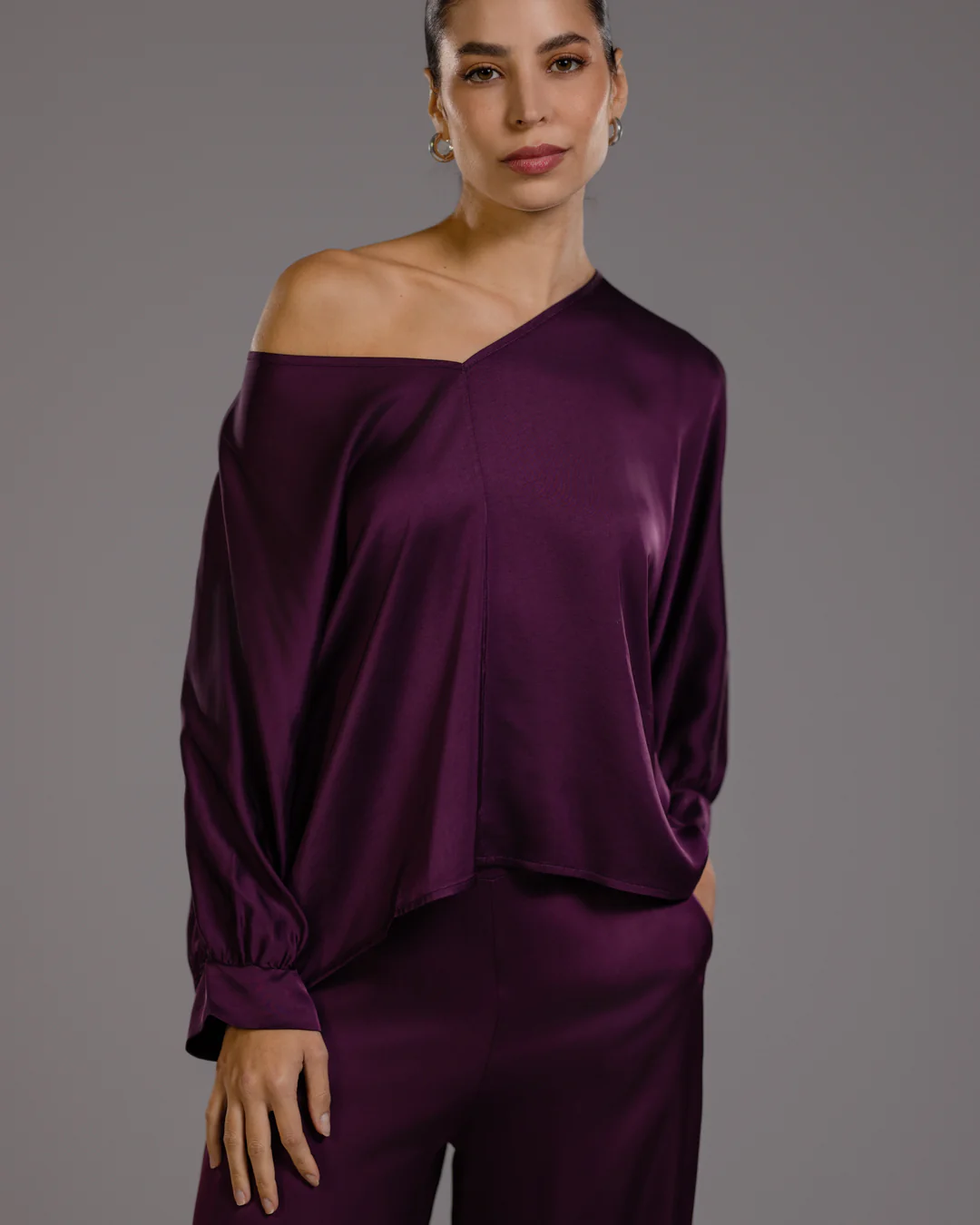 Eliza Satin Blouse | Violet - Image 7