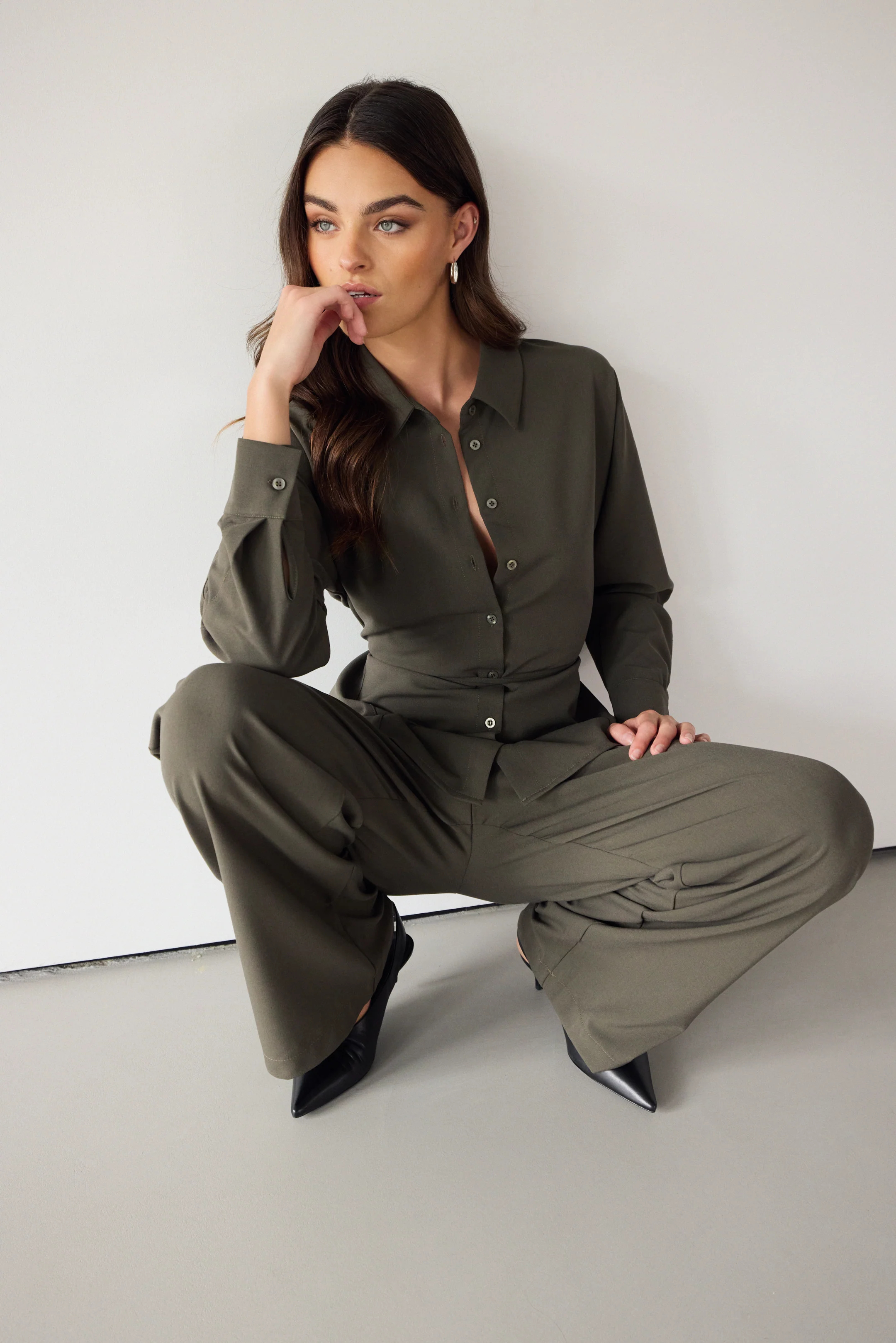 Ellis Tie Waist Shirt | Khaki - Image 5