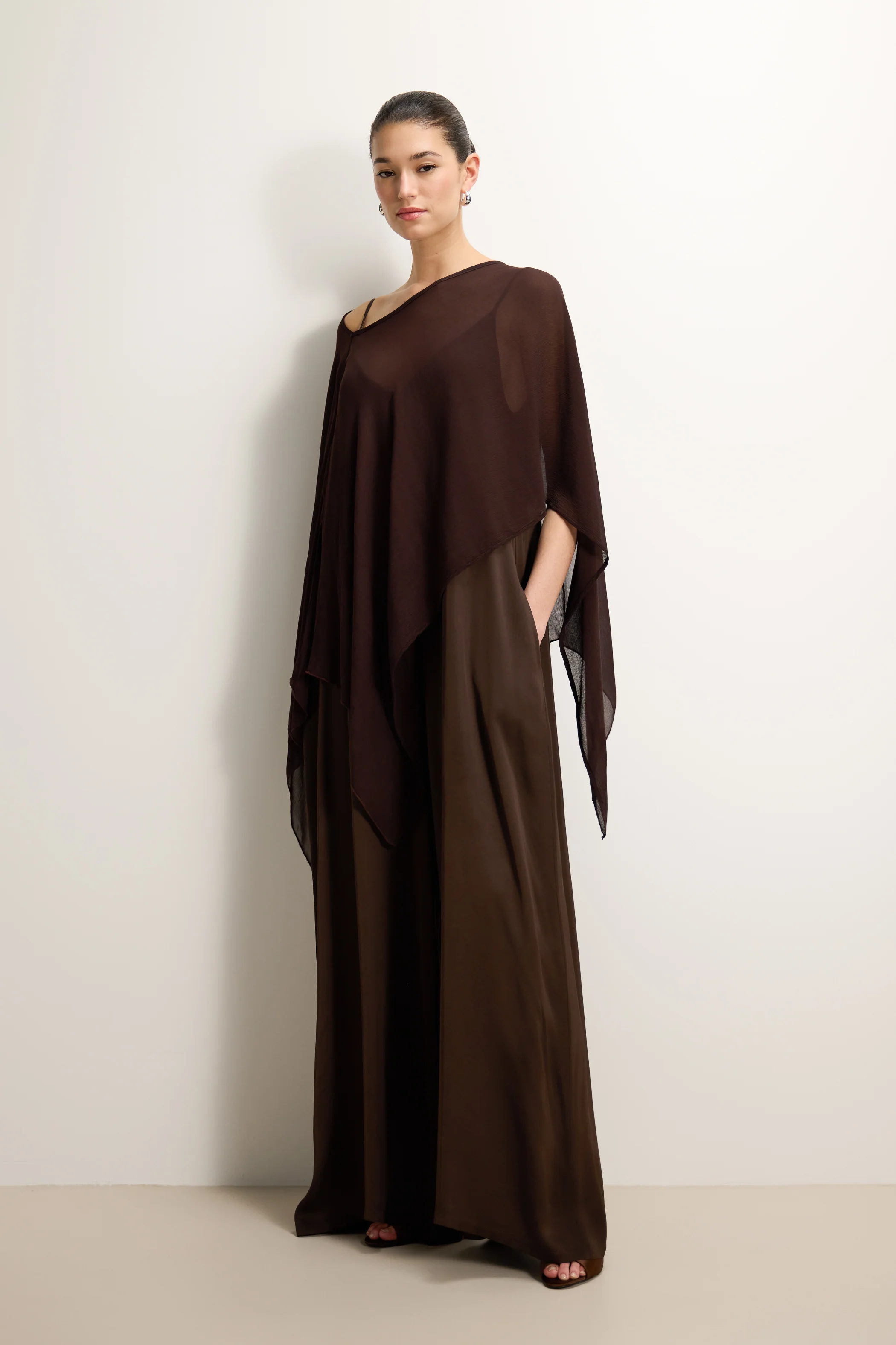 Emberly Lightweight Poncho | Espresso Brown - Image 2