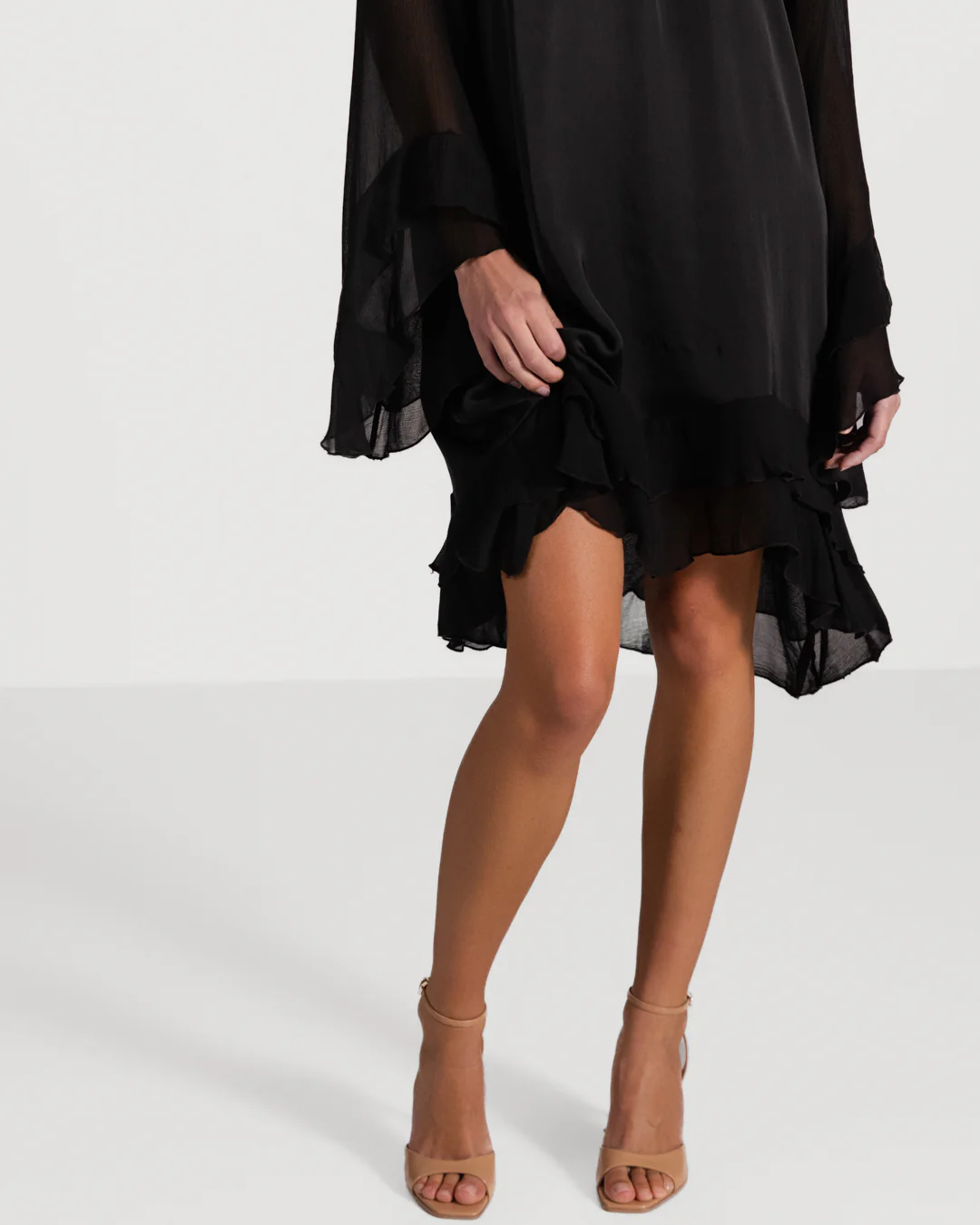 Estelle Ruffle Midi Dress | Black - Image 2