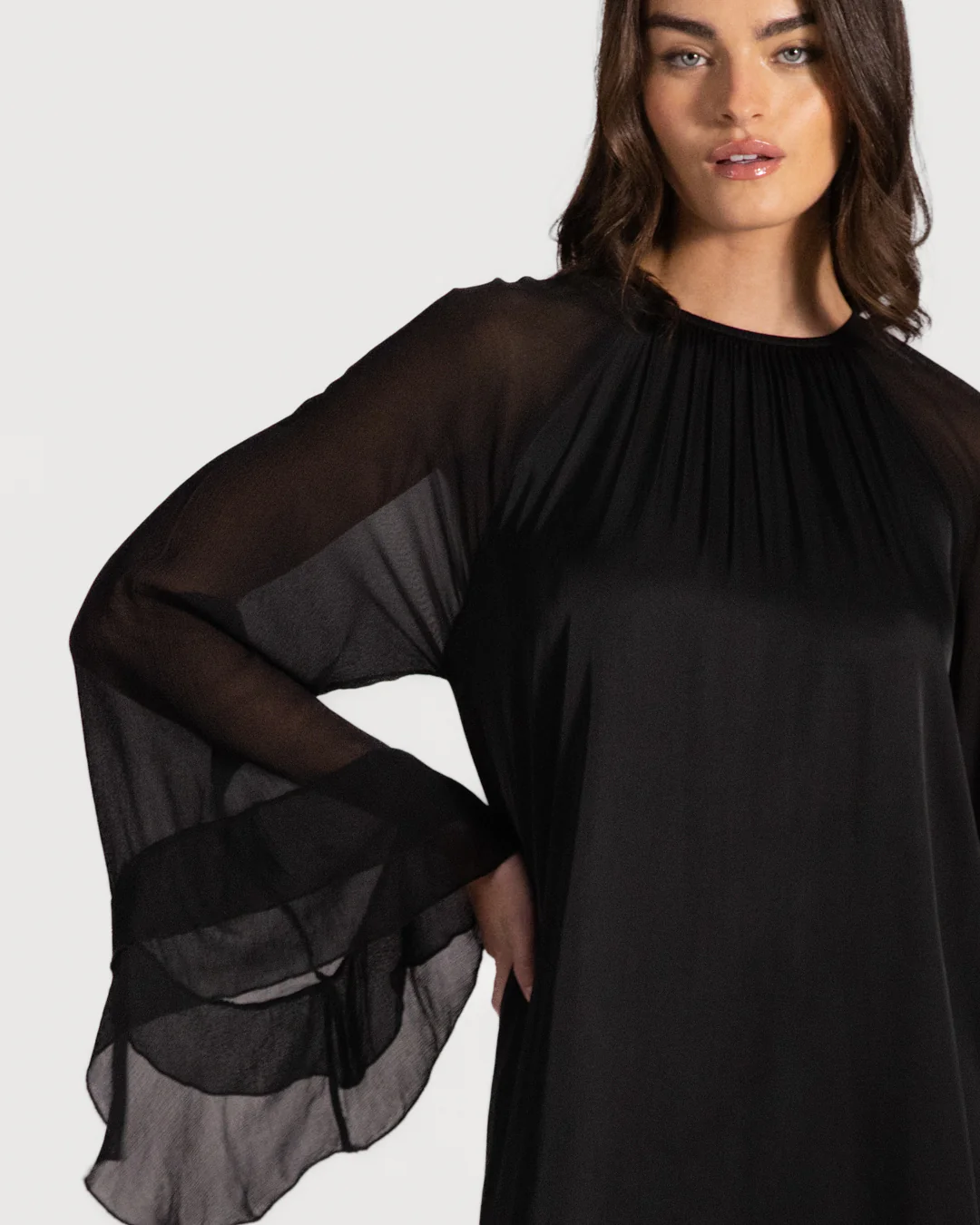 Estelle Ruffle Midi Dress | Black - Image 3