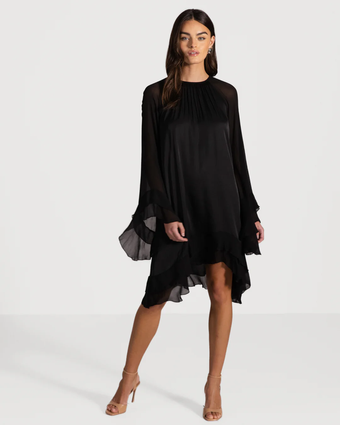 Estelle Ruffle Midi Dress | Black - Image 4