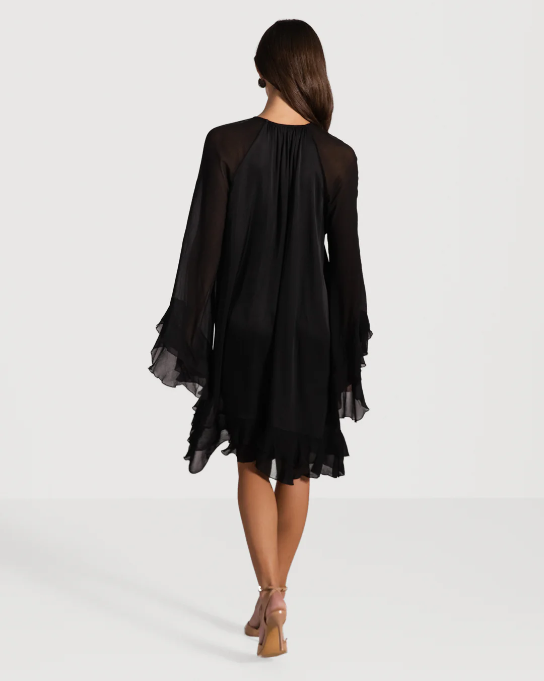 Estelle Ruffle Midi Dress | Black - Image 5