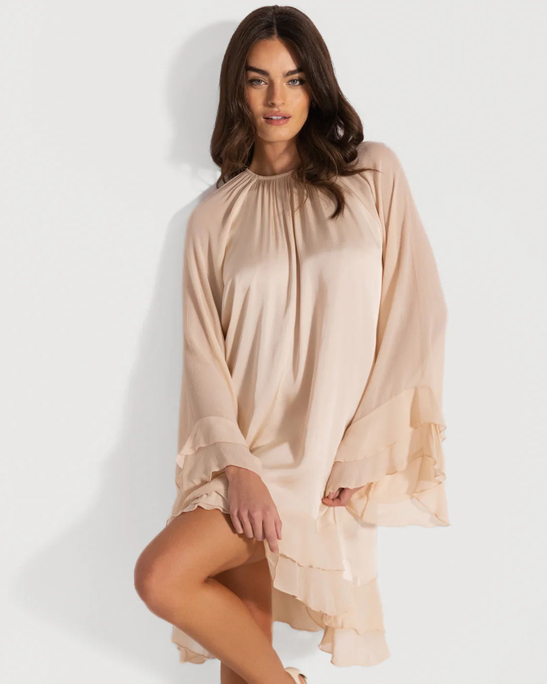 Estelle Ruffle Midi Dress | Cream - Image 2
