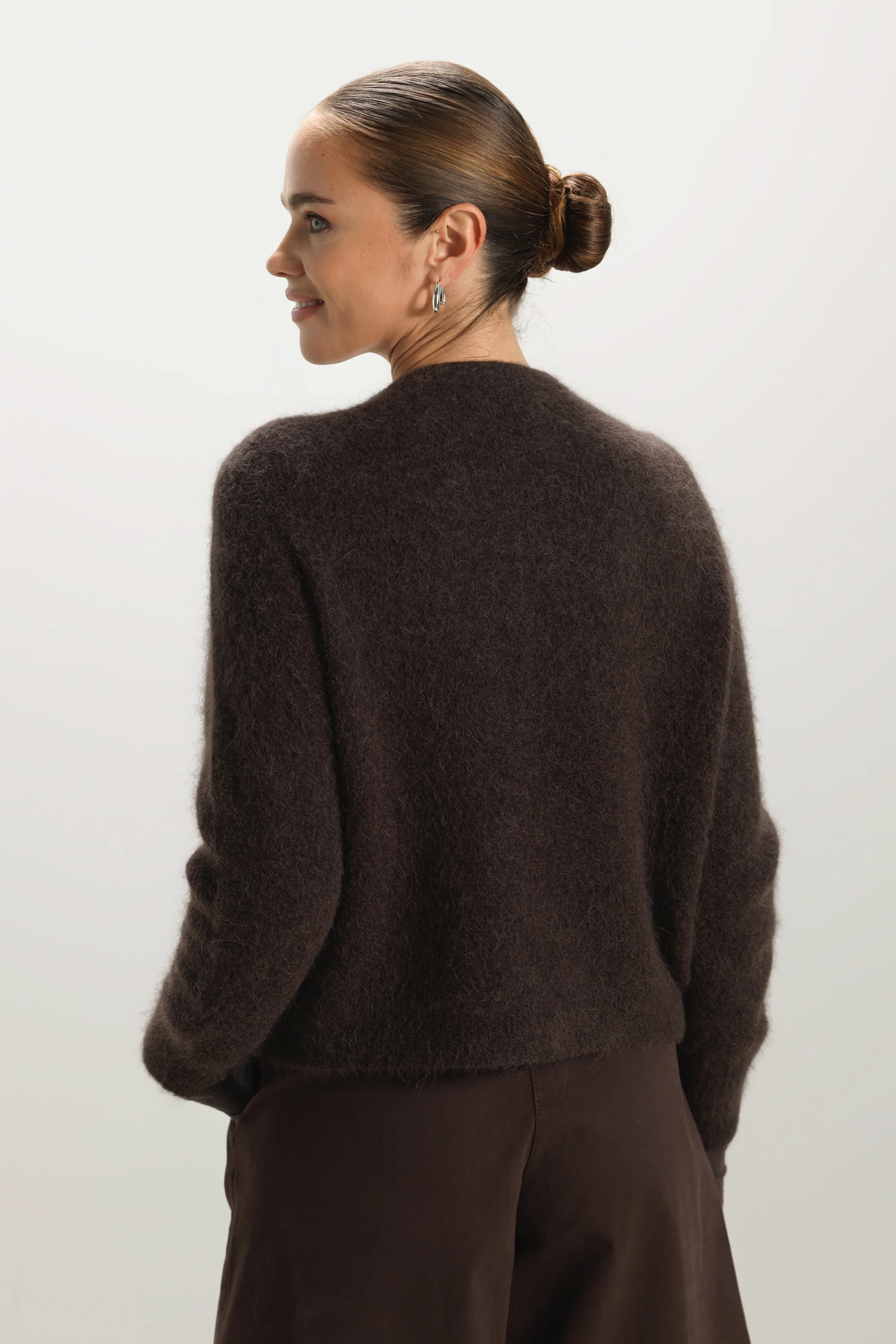 Evie Button Up Cardigan | Espresso Brown | Alpaca-Wool Blend - Image 2
