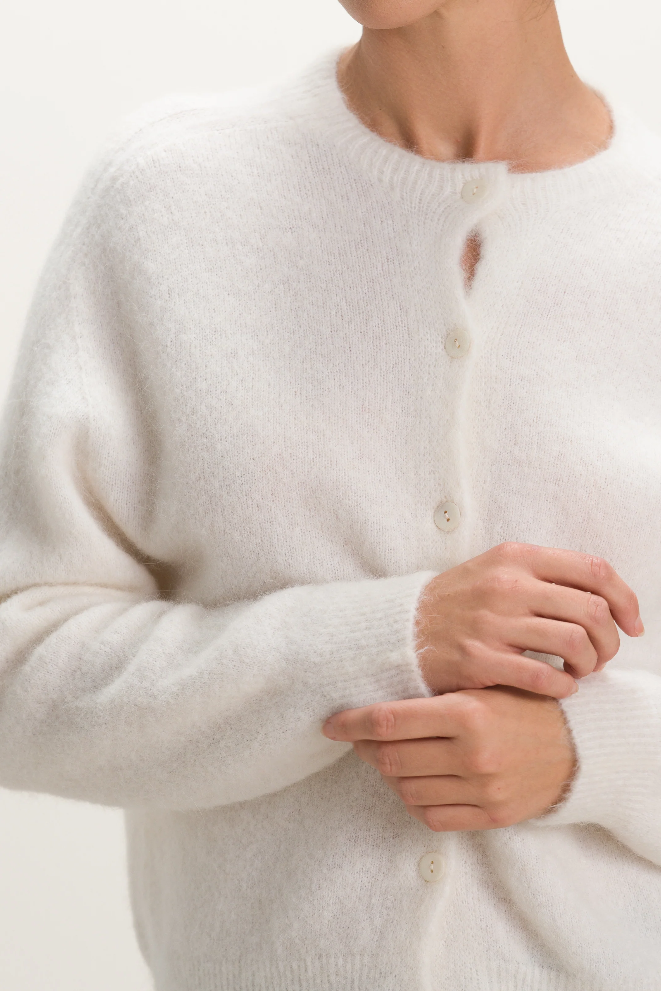 Evie Button Up Cardigan | Ivory | Alpaca-Wool Blend - Image 2