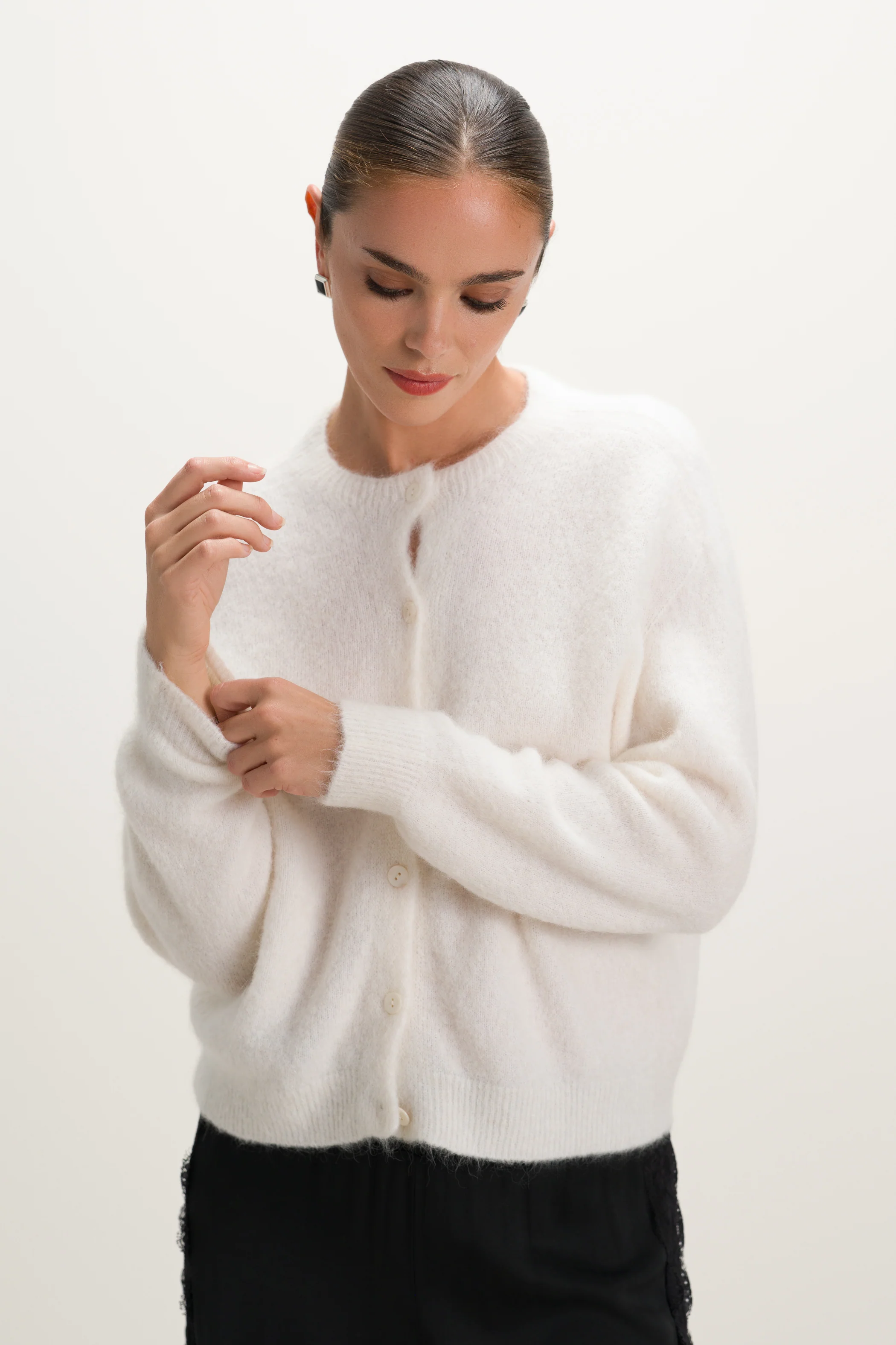 Evie Button Up Cardigan | Ivory | Alpaca-Wool Blend - Image 4