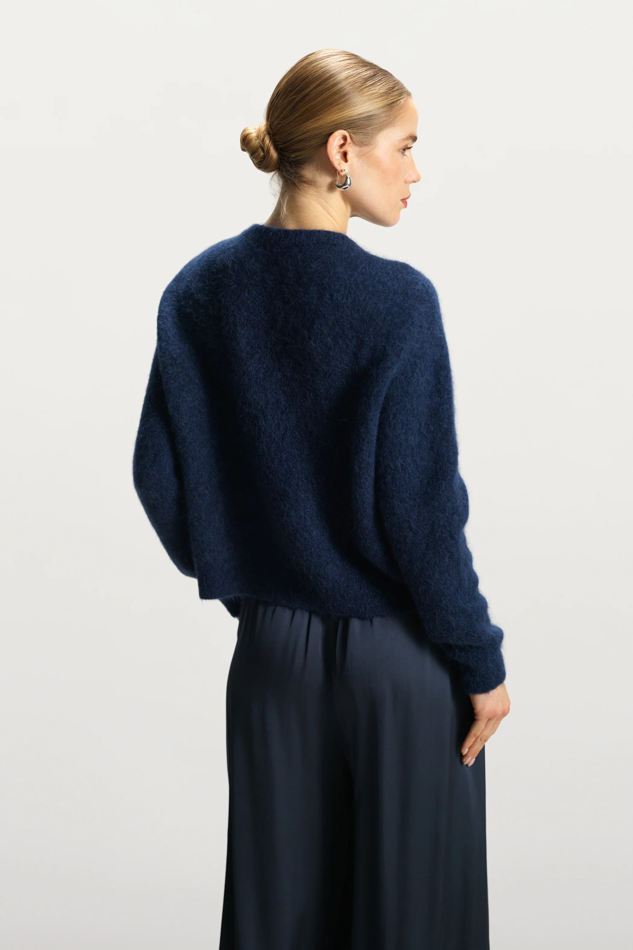 Evie Button Up Cardigan | Navy | Alpaca-Wool Blend - Image 2