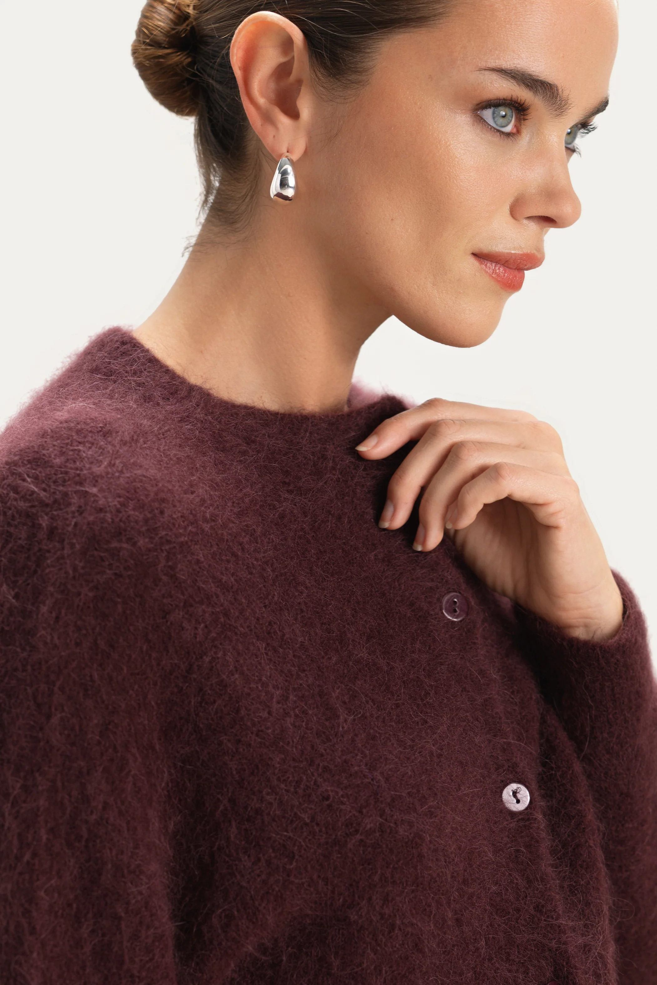 Evie Button Up Cardigan | Amethyst Plum | Alpaca-Wool Blend - Image 2