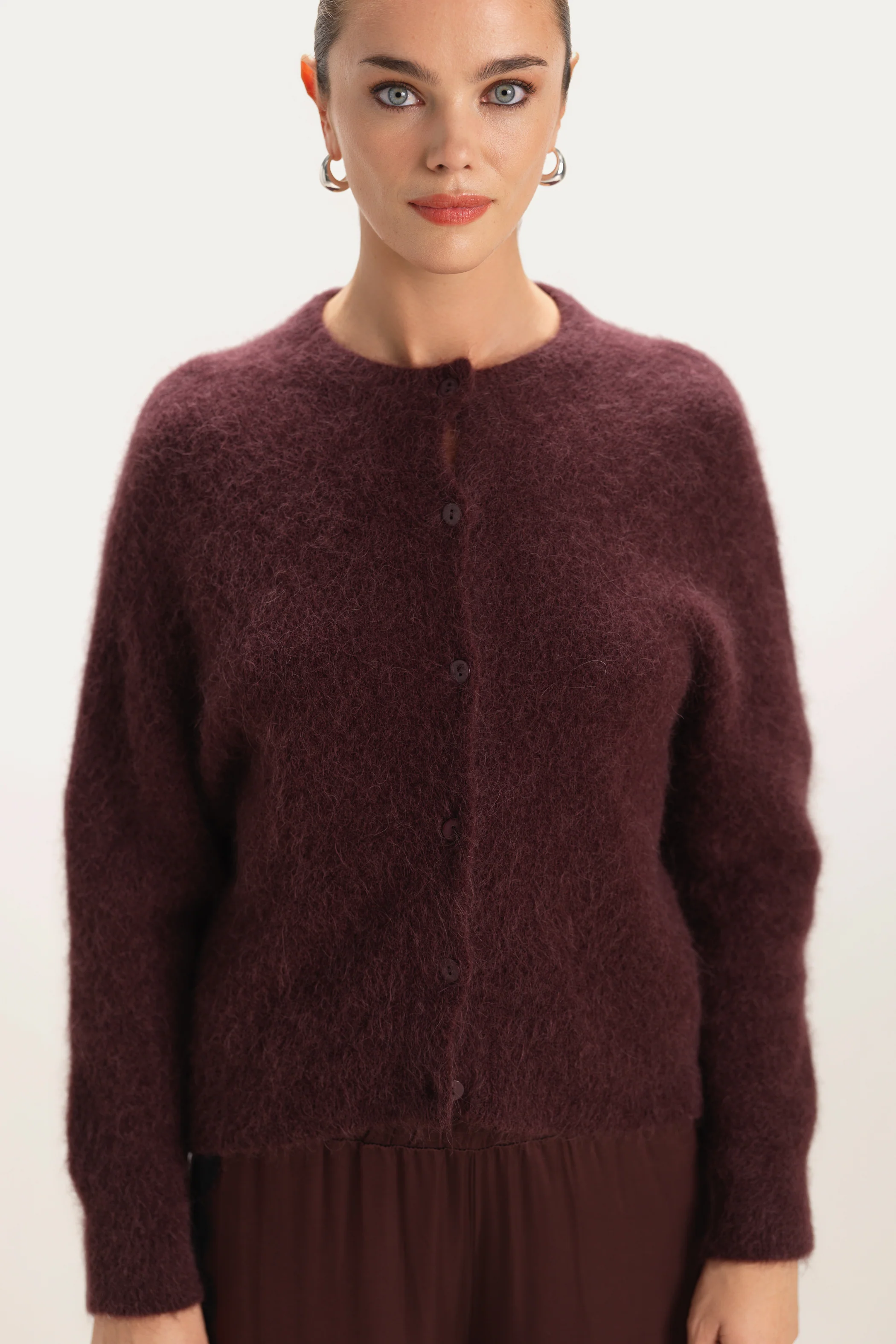 Evie Button Up Cardigan | Amethyst Plum | Alpaca-Wool Blend - Image 3