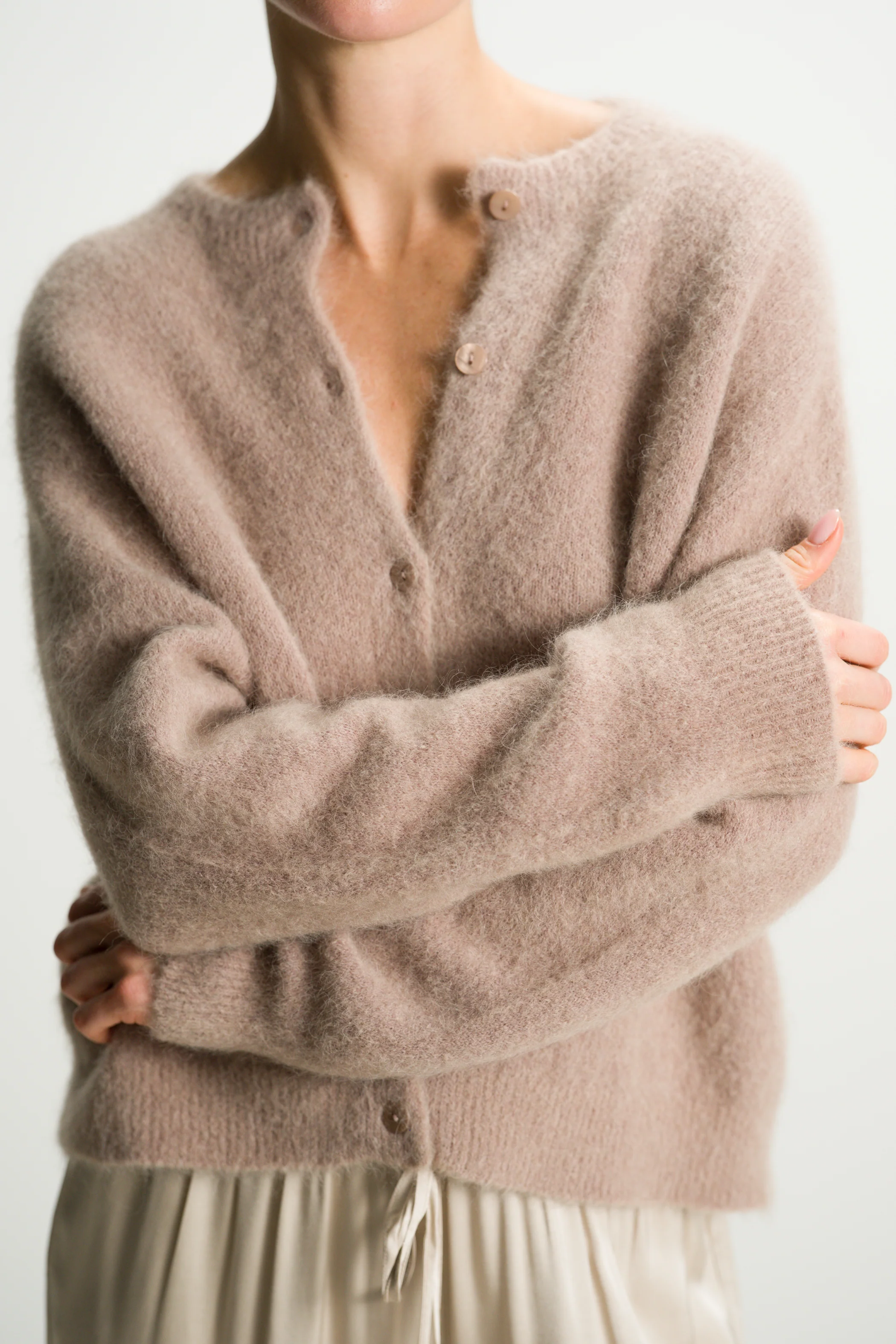 Evie Button Up Cardigan | Taupe | Alpaca-Wool Blend - Image 2