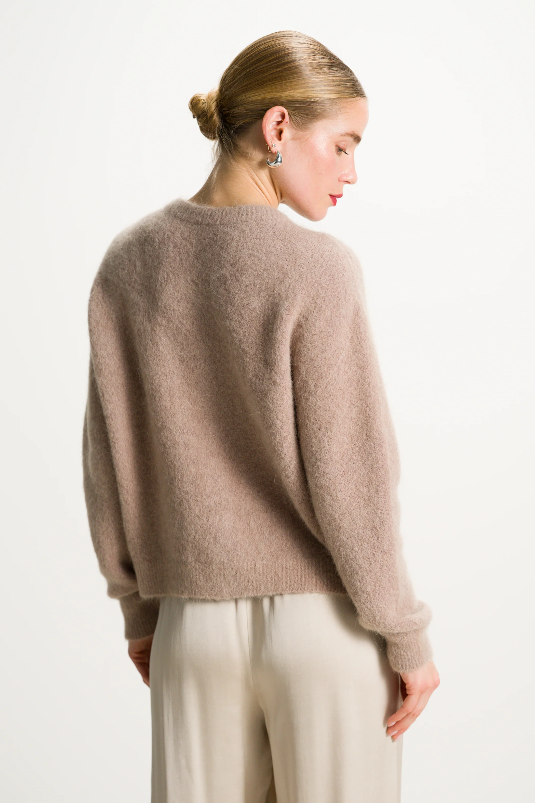 Evie Button Up Cardigan | Taupe | Alpaca-Wool Blend - Image 3