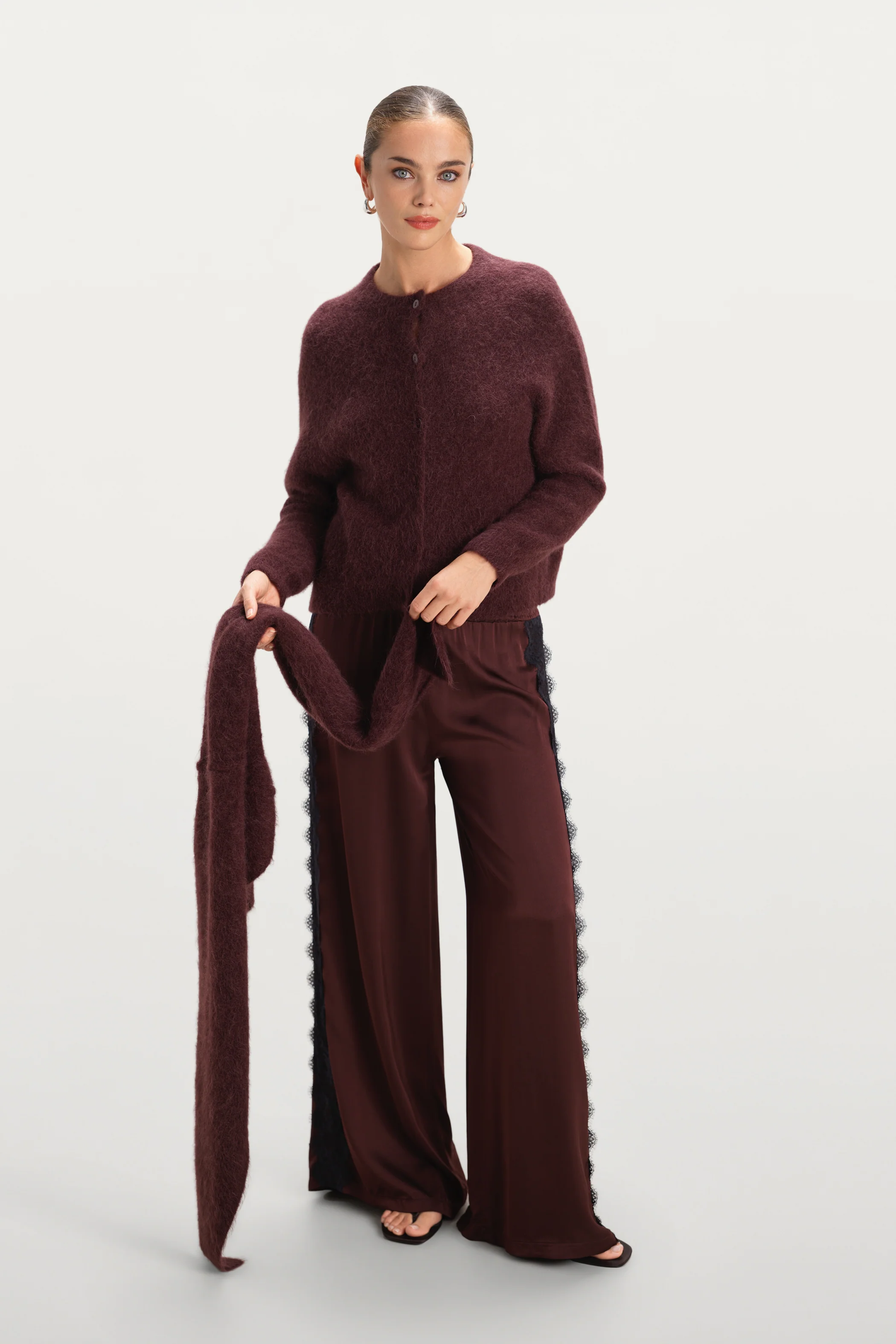 Evie Triangle Maxi Scarf | Amethyst Plum | Alpaca-Wool Blend - Image 2