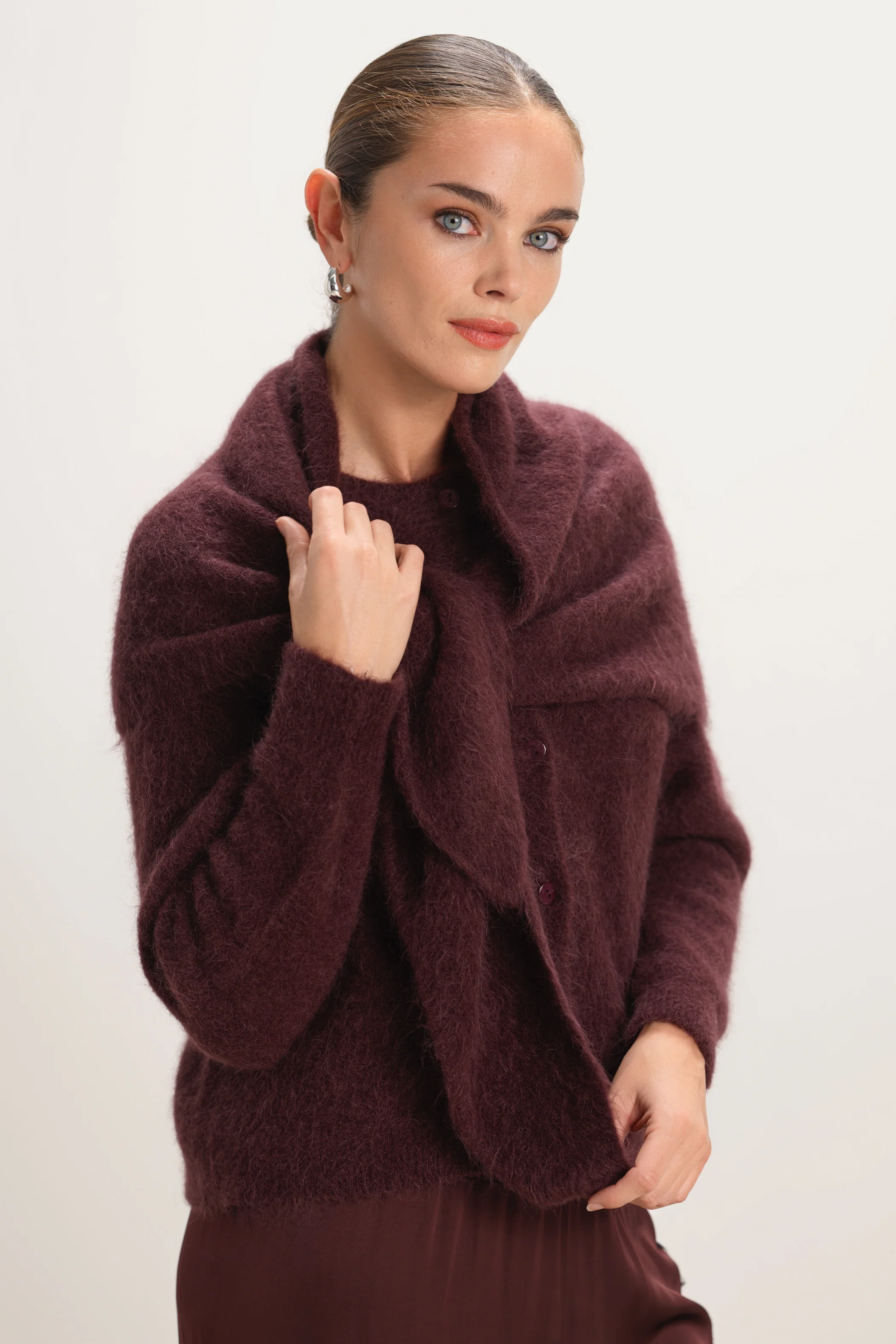 Evie Triangle Maxi Scarf | Amethyst Plum | Alpaca-Wool Blend - Image 3