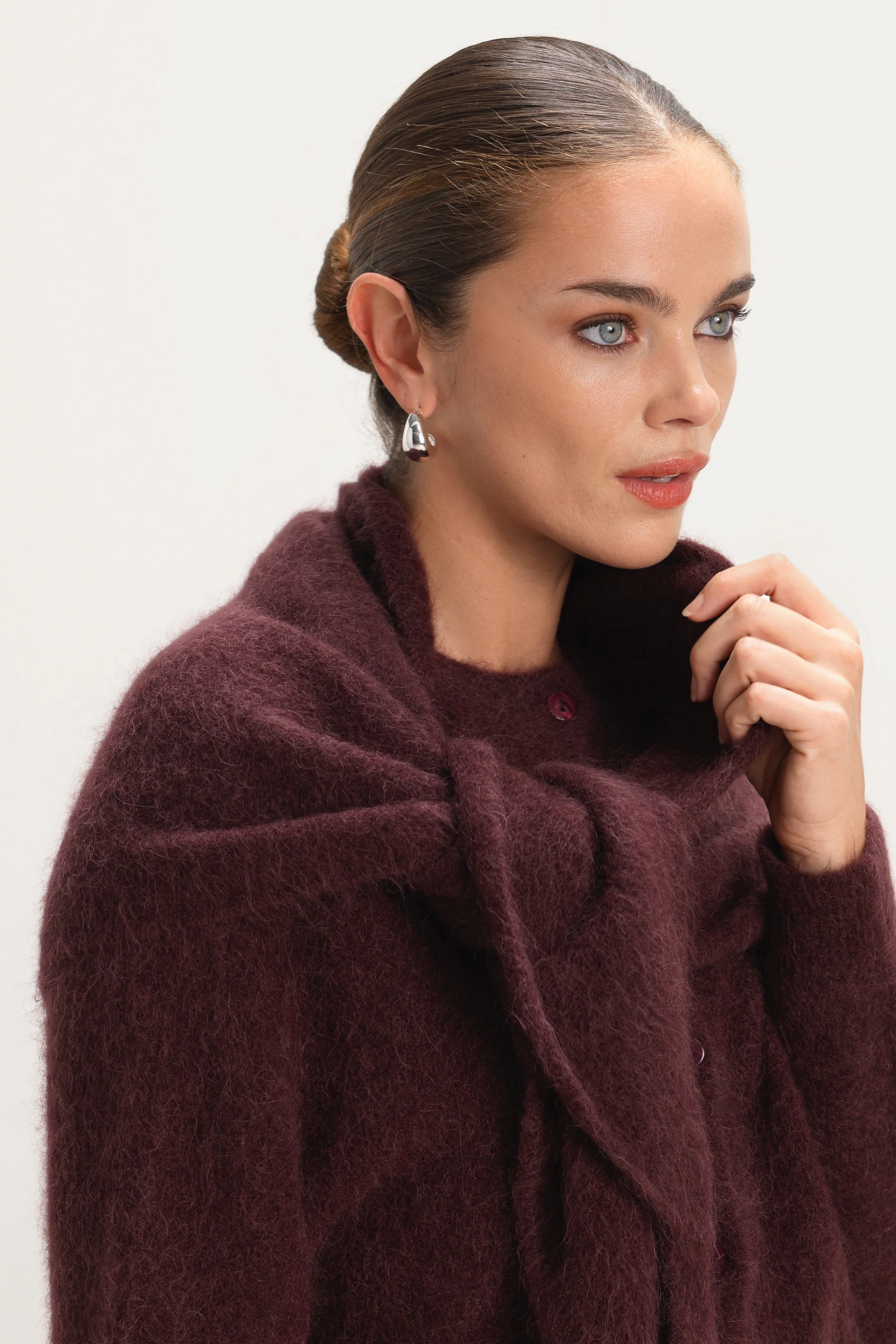 Evie Triangle Maxi Scarf | Amethyst Plum | Alpaca-Wool Blend - Image 4
