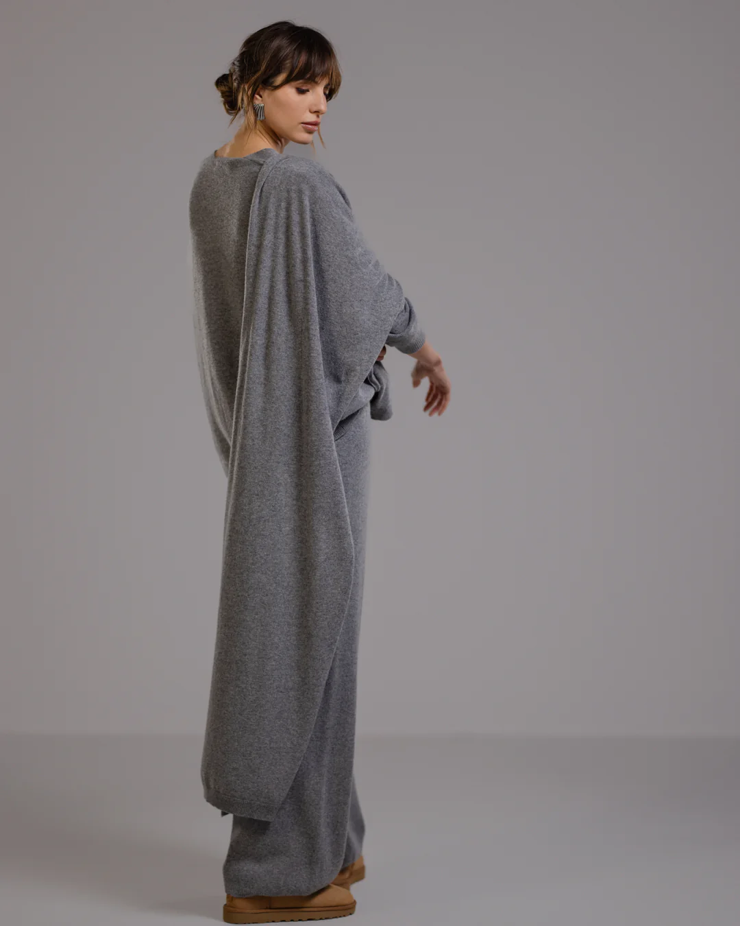 Freya Shawl | Grey Melange | Wool-Cashmere Blend - Image 5