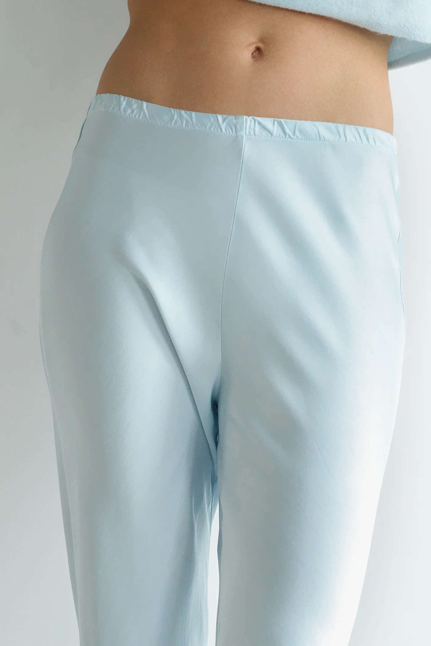 Genet Elastic Waist Bias Satin Trousers | Glacier - Image 3