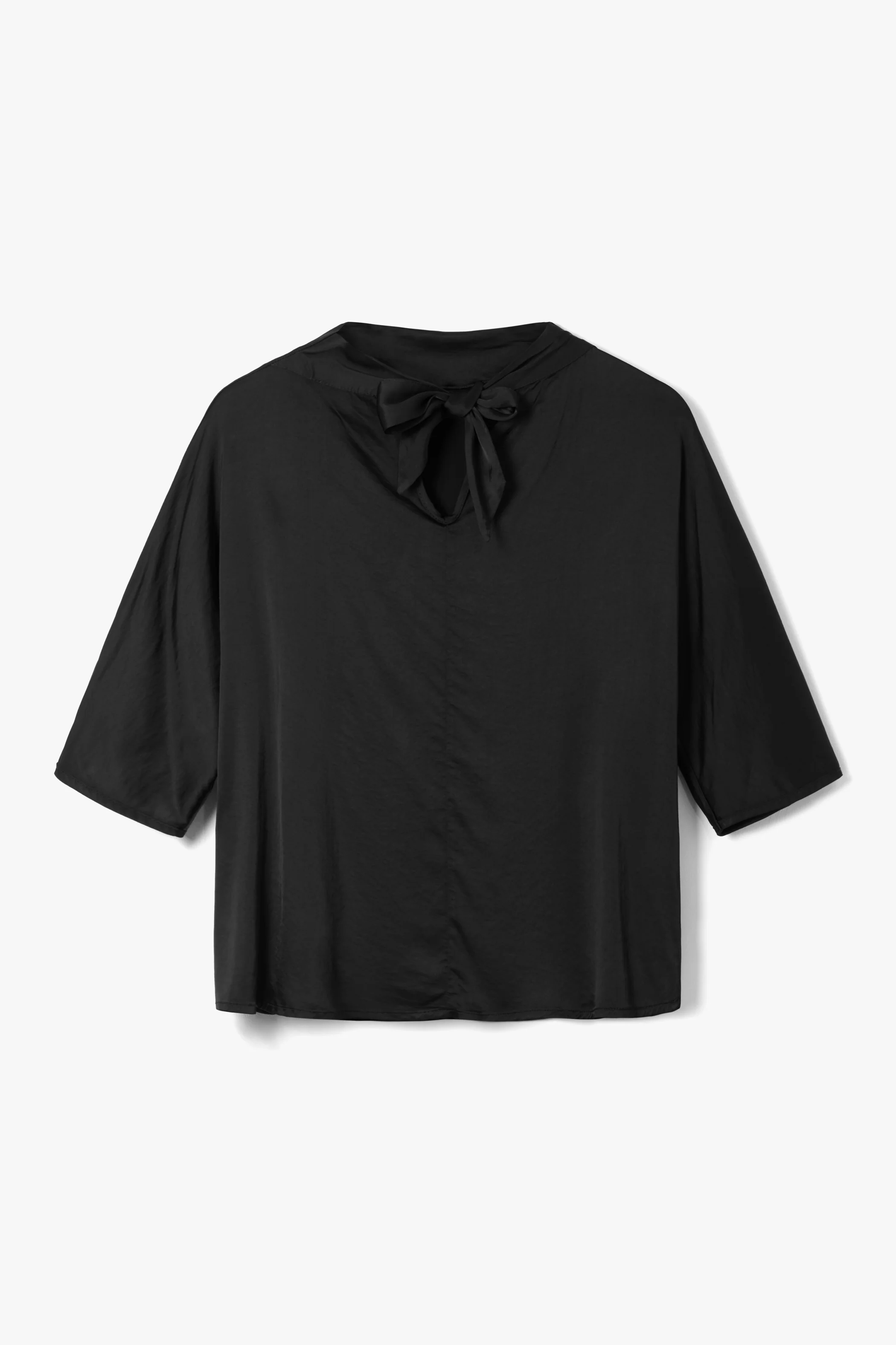 Genevieve Back Tie Satin Top | Black - Image 4