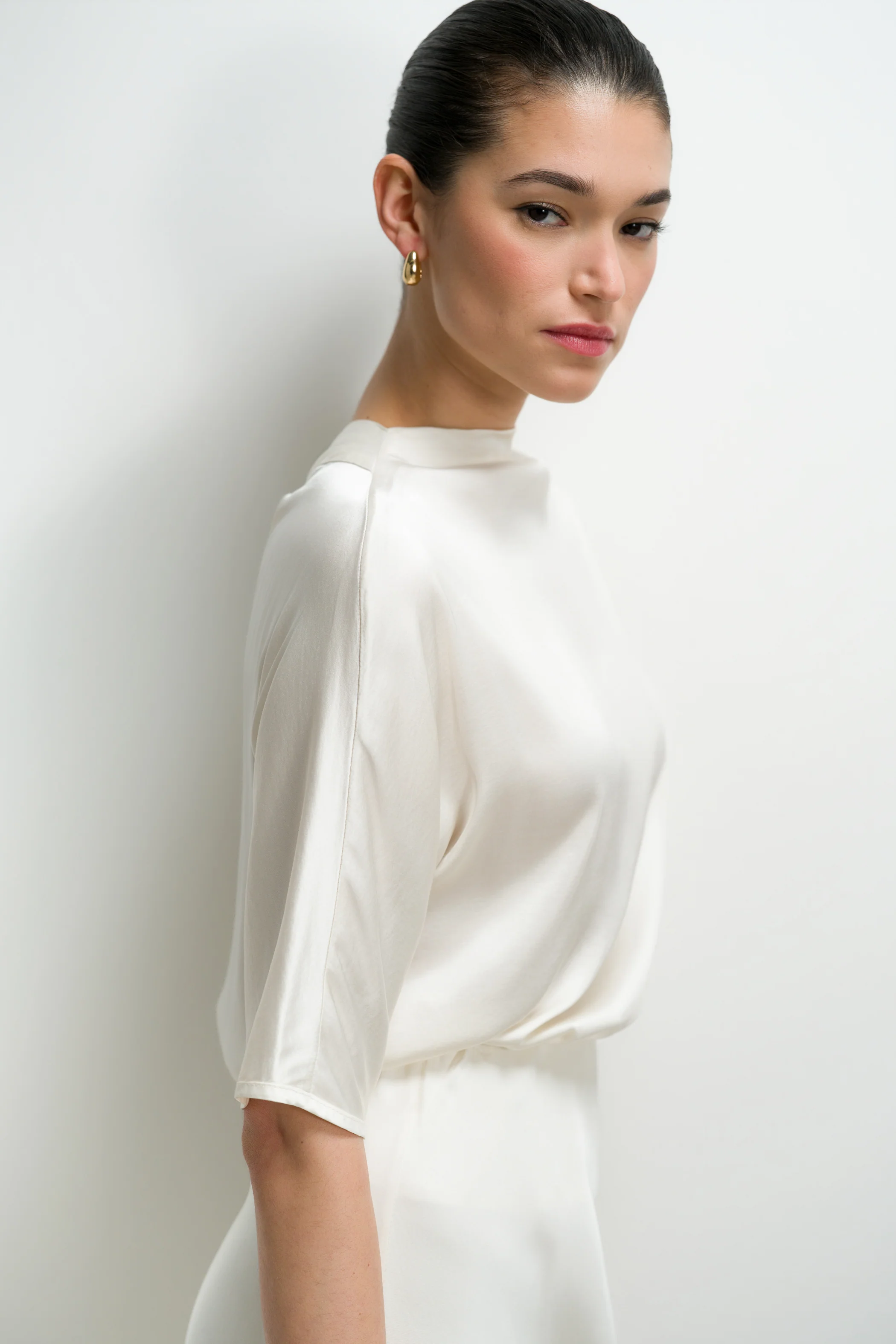 Genevieve Back Tie Satin Top | Ivory - Image 2
