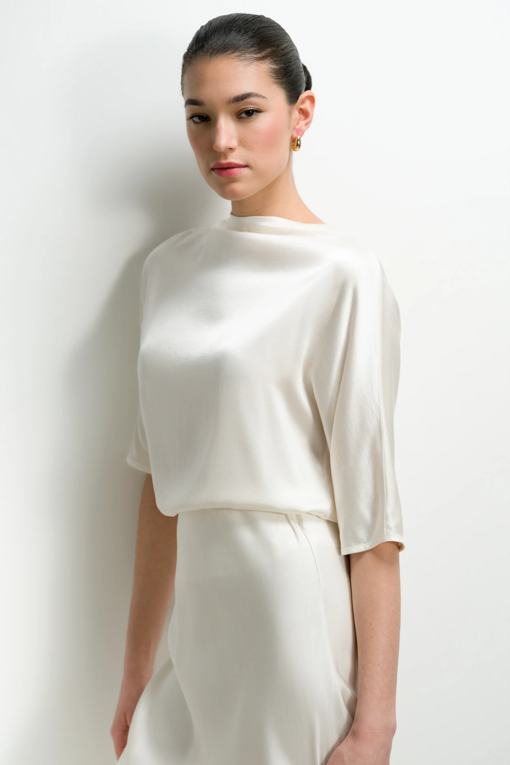 Genevieve Back Tie Satin Top | Ivory - Image 7