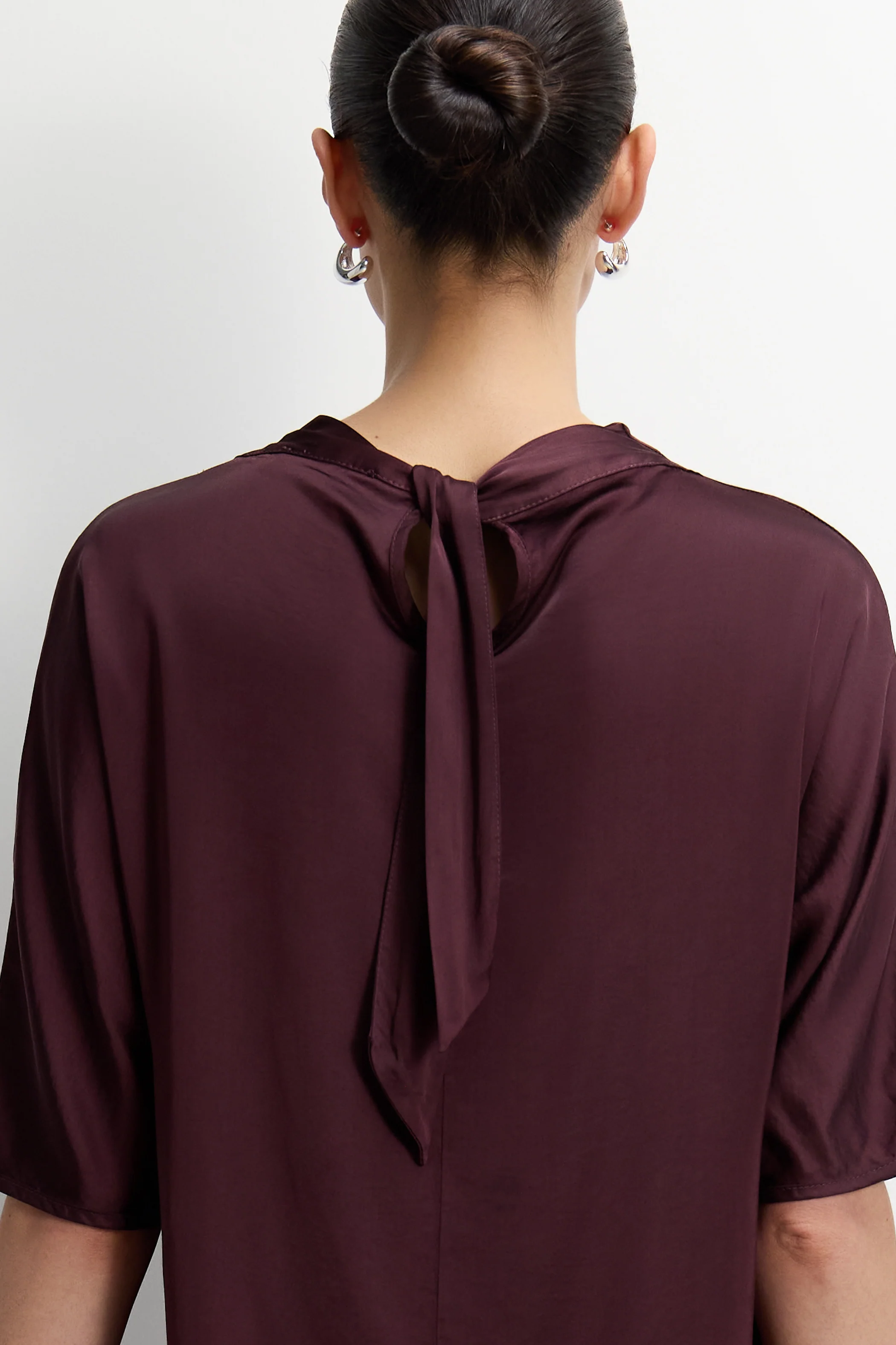 Genevieve Back Tie Satin Top | Amethyst Plum - Image 2