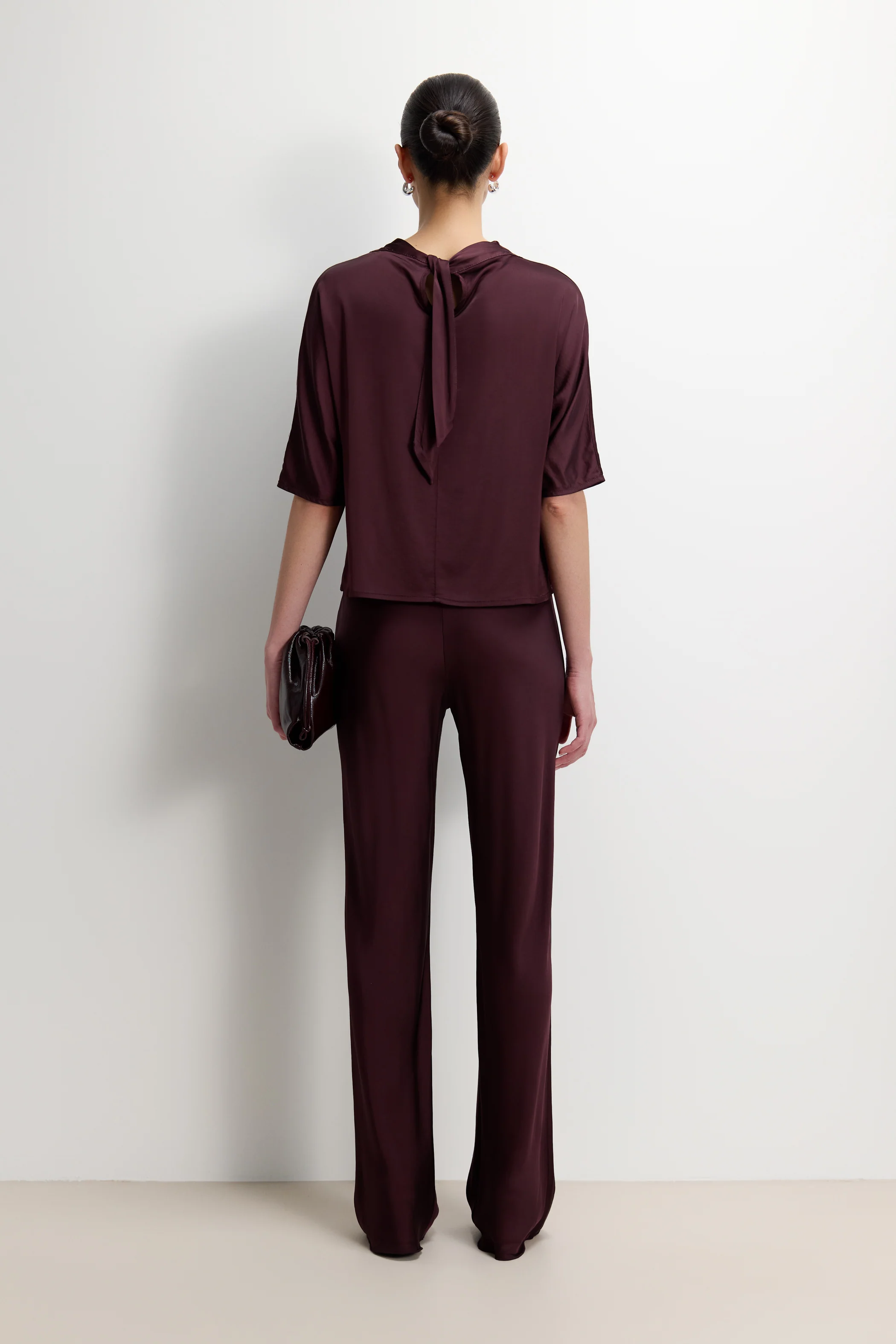 Genevieve Back Tie Satin Top | Amethyst Plum - Image 3